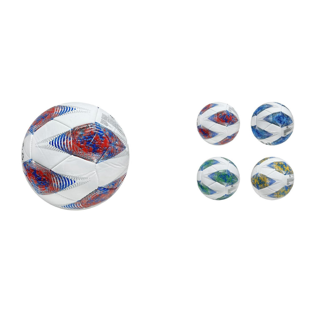 Generico Pallone da Calcio Professionale, Bianco con Rosso/Giallo/Verde/Blu, 320 Grammi, per Sport e Partite