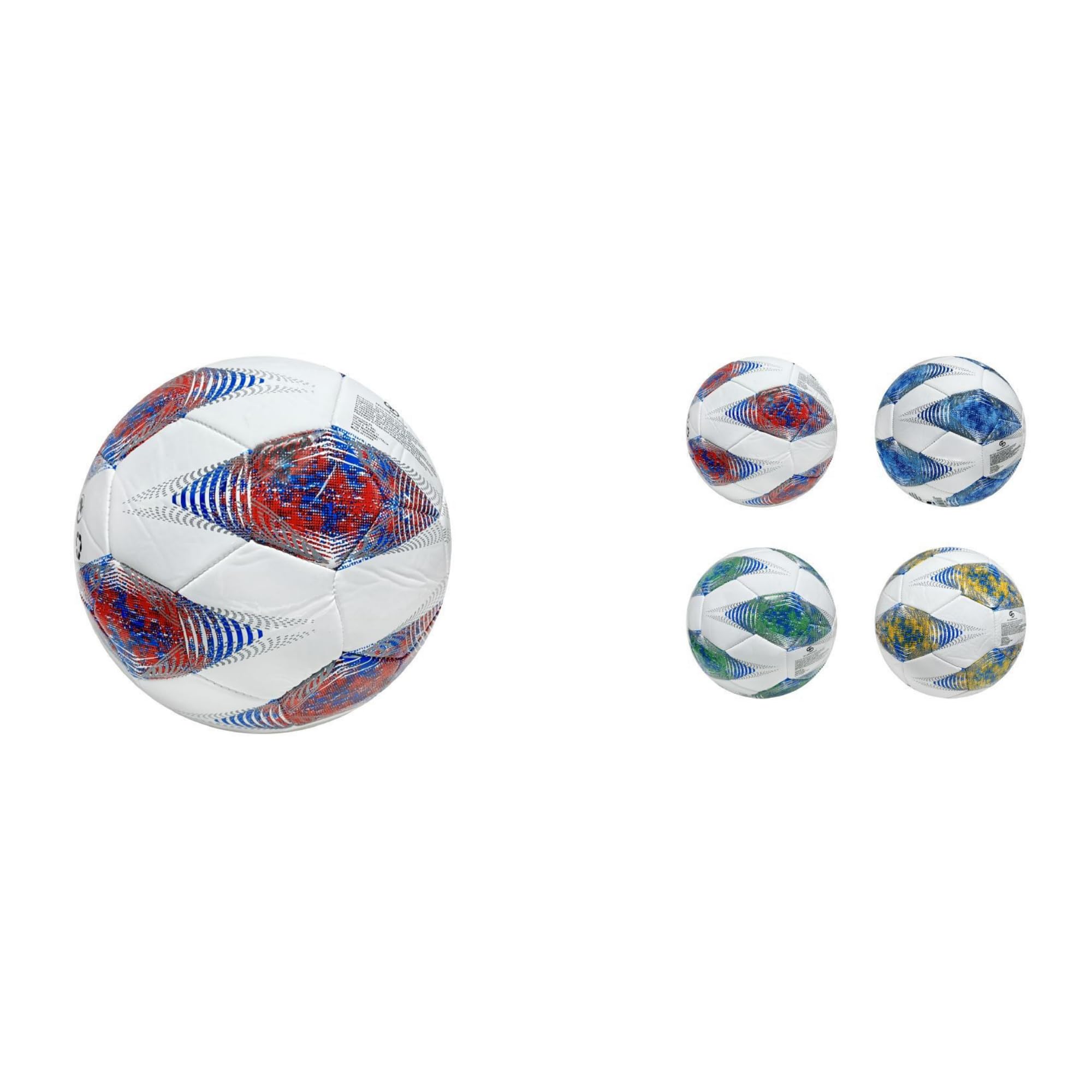 Generico Pallone da Calcio Professionale, Bianco con Rosso/Giallo/Verde/Blu, 320 Grammi, per Sport e Partite