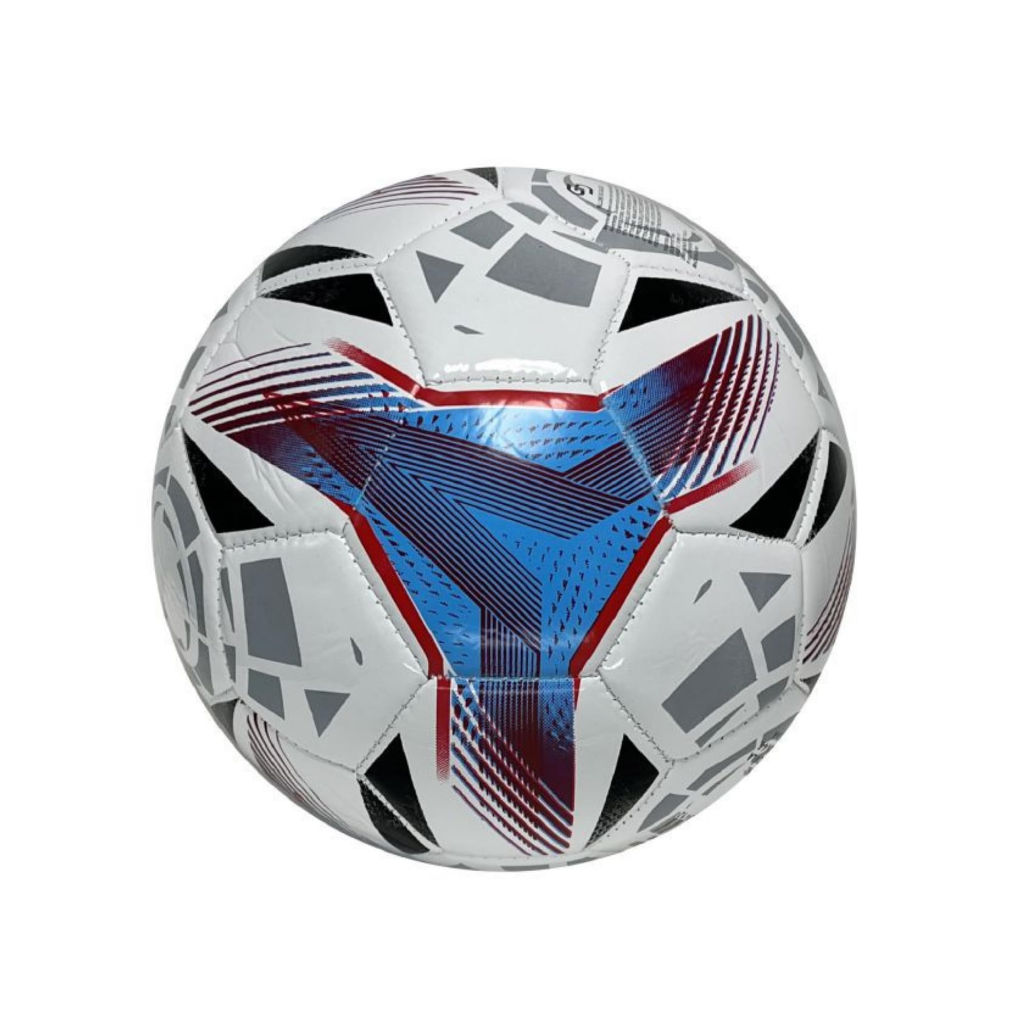 Pallone da Calcio Taglia 5, Cuoio, 22 cm di Diametro, 320 Grammi, Design Geometrico Colorato, 4 Colori Assortiti, per Adulti e Ragazzi dai 12 Anni