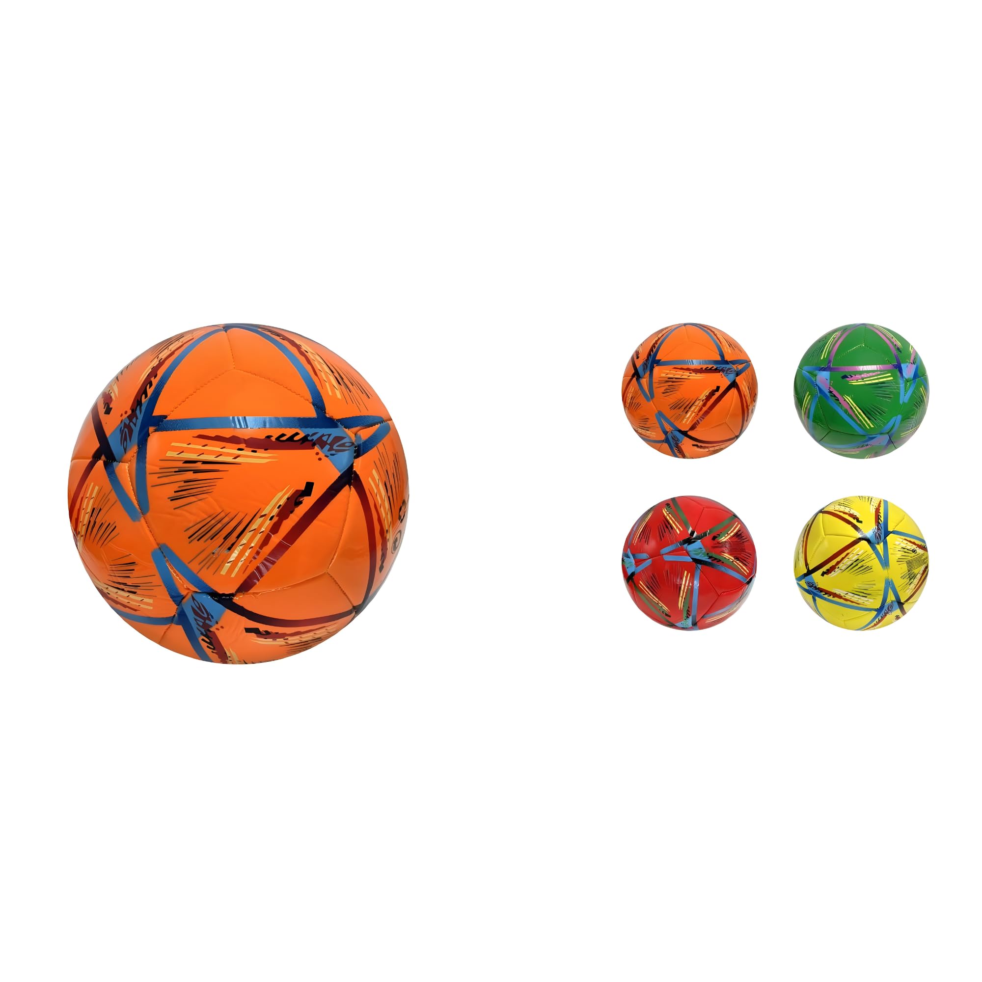 Generico Pallone da Calcio Taglia 5, 320 Grammi, Cuoio con Cuciture Rinforzate, 4 Colori Assortiti (Arancione, Verde, Rosso, Giallo), 22 cm Diametro