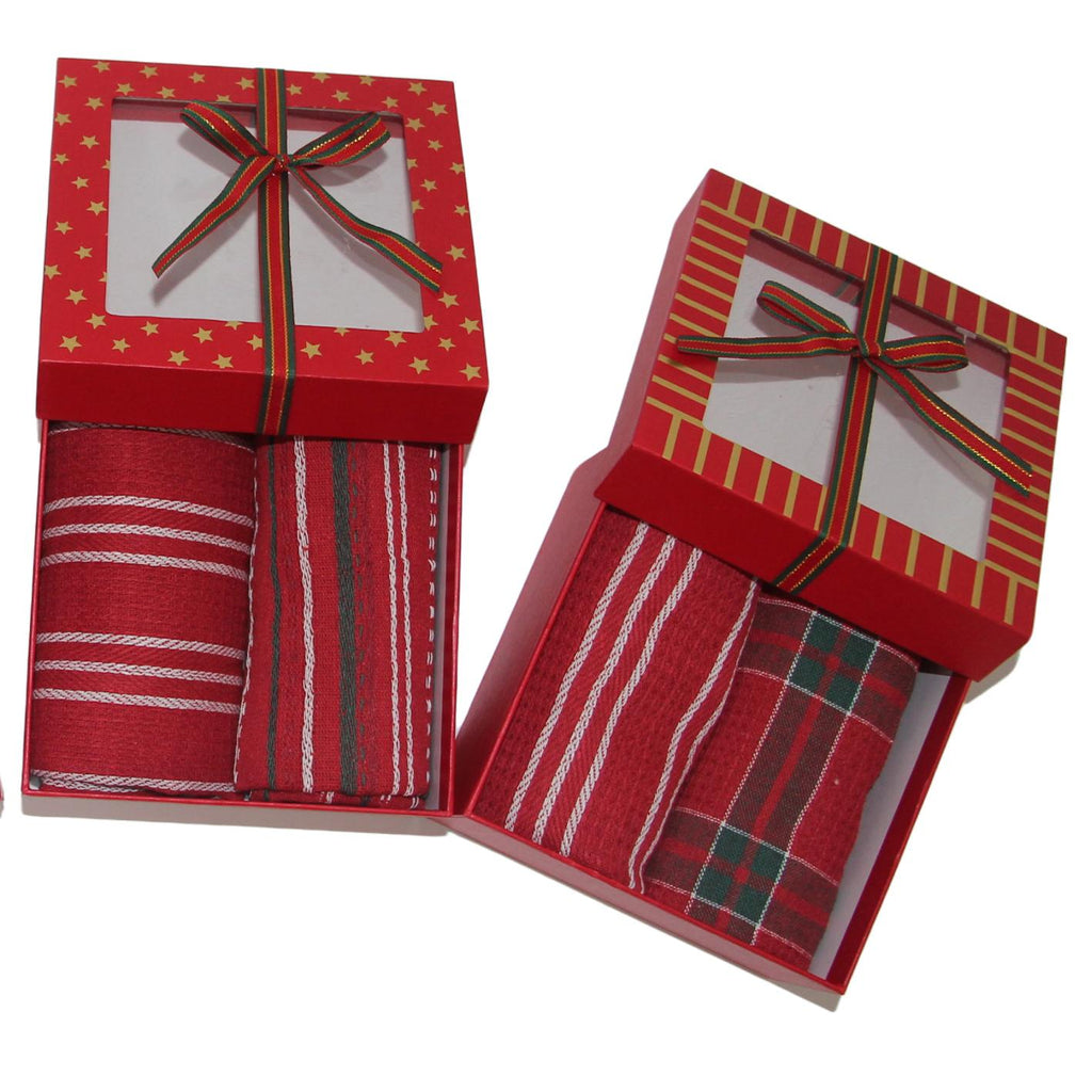 GD LOVES XMAS Set Regalo Natalizio in Scatola con Fiocco Tovaglietta 40*60CM Elegante per Tavola di Natale – 4 Varianti Buone Feste / Merry Christmas / Happy Christmas – Idea Regalo Pronta