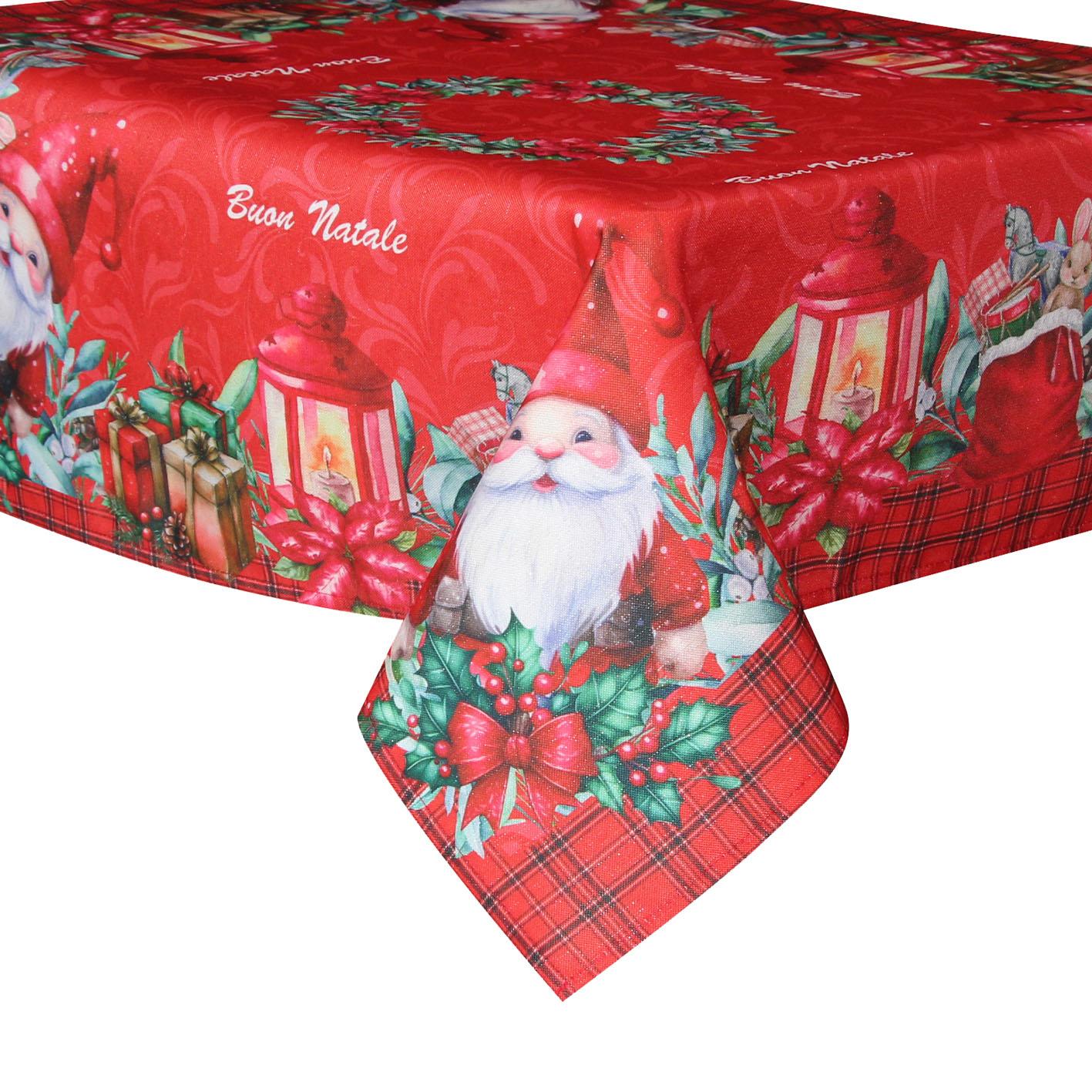 GD LOVES XMAS Tovaglia Natalizia 85x85 cm Decorazione Tavola Festiva in Stile Elegante con Dettagli Oro e Argento