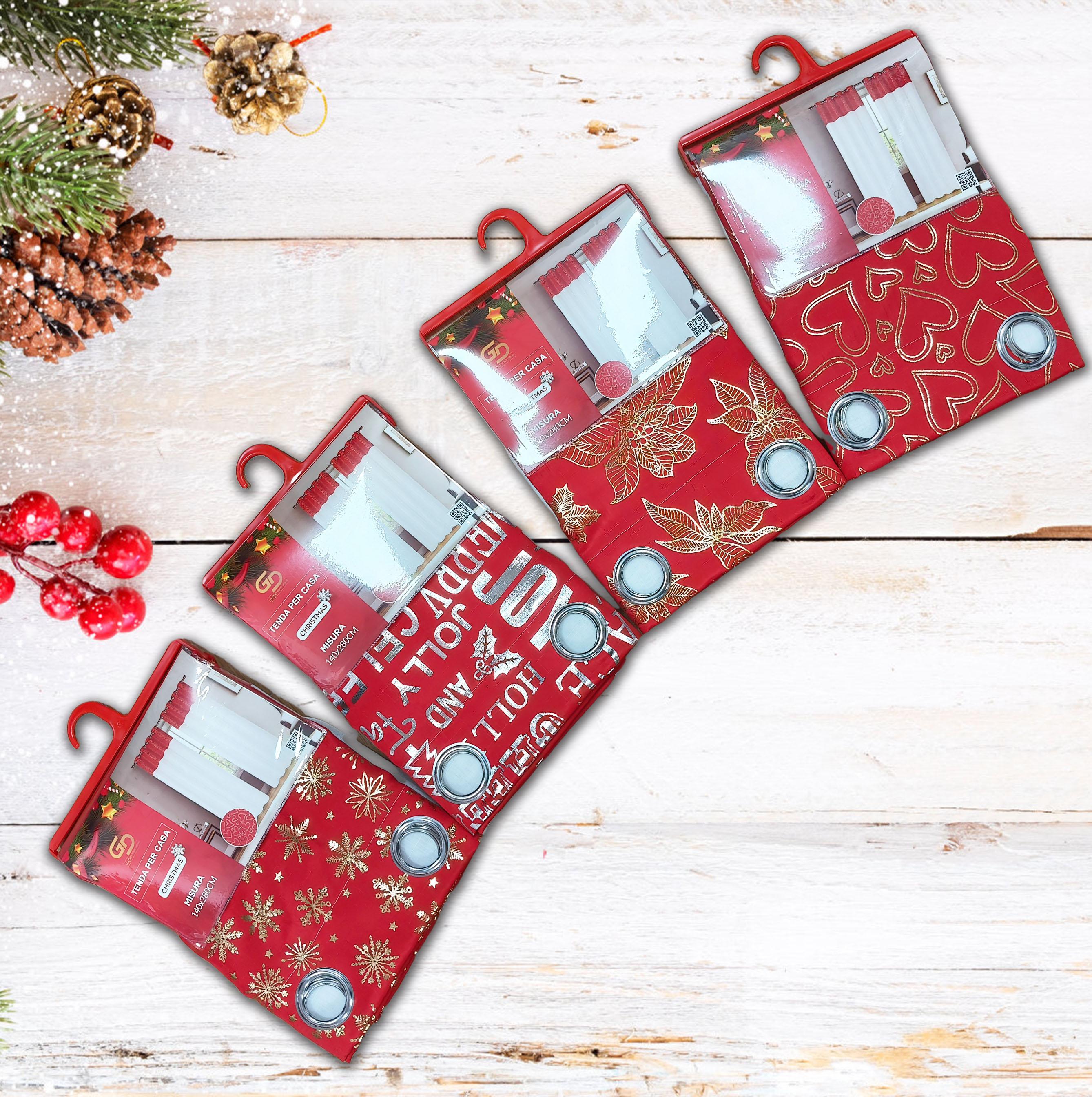 GD LOVES XMAS Tenda Natalizia con Occhielli 140×280 cm | Decorazione Festiva, Lavabile e Pronta da Appendere - 1 Pezzo