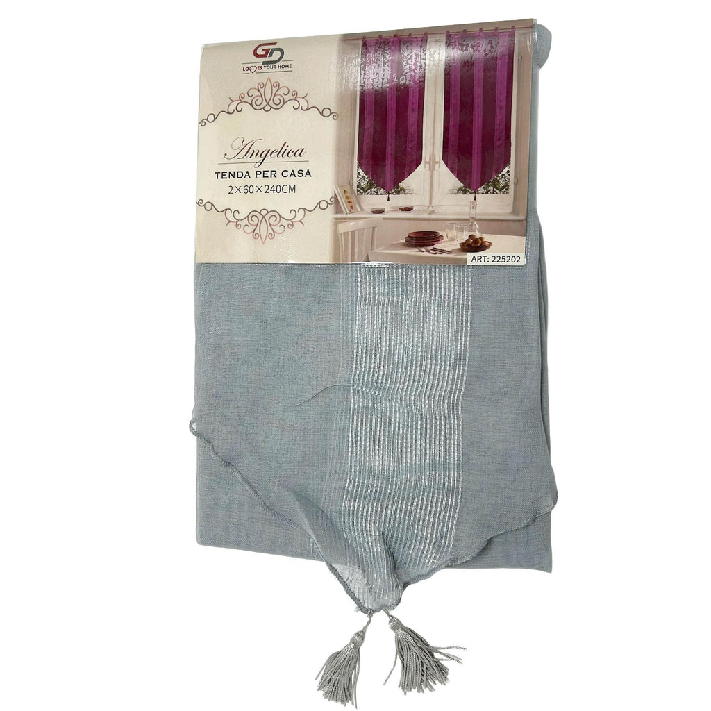 GD LOVES YOUR HOME Tenda da Cucina ANGELICA e Chiara in Voile Set 2 Pezzi con Mantovana e Laccio Regolabile, Luminosa ed Elegante