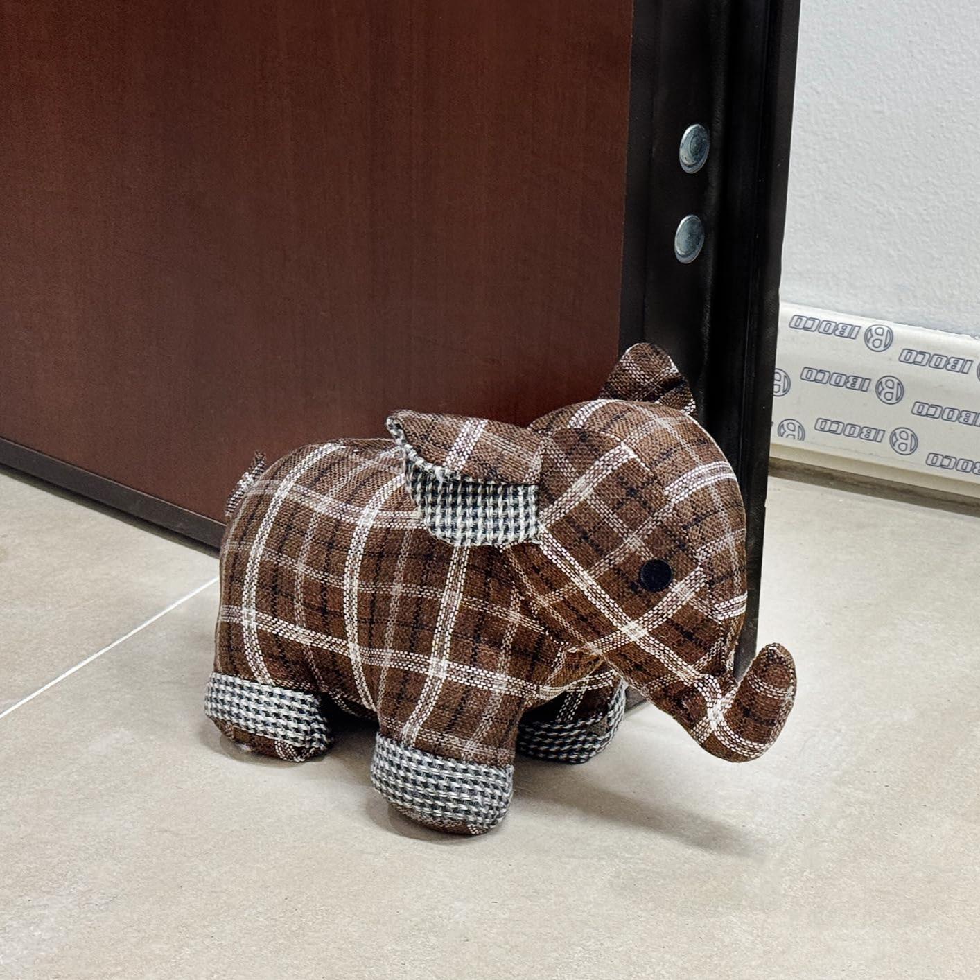 GD LOVES YOUR HOME Fermaporta Elefante in Tessuto Pesante – Blocca-porta da pavimento antivento / paraspifferi decorativo per interni, fondo antigraffio – 4 fantasie – 30×10×20 cm