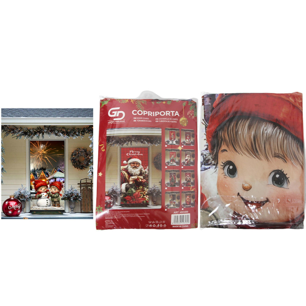 GD LOVES XMAS Copriporta Natalizio Elasticizzato | Decorazione Porta di Natale Facile da Montare, Lavabile e Riutilizzabile | Monti in 10s, atmosfera immediata