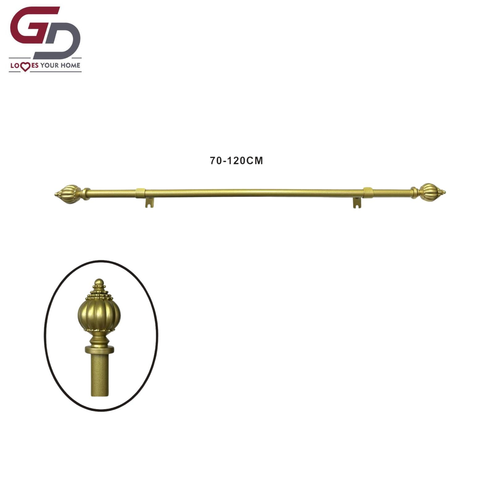 Bastone per tende / asta per tende estendibile in resina e ferro. Da 70-120 cm o 120-210 cm colore oro, argento, bianco o nero