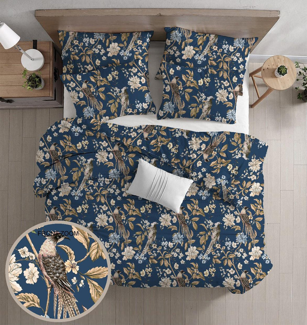 GD LOVES YOUR HOME Linea Parure Copripiumino – Fantasie Notte di Pavone & Fiori d’Autunno – Set 2 o 3 Pezzi con Federe – 3 Misure (Singolo, Piazza e Mezza, Matrimoniale) – Morbido, Traspirante e Facile da Lavare