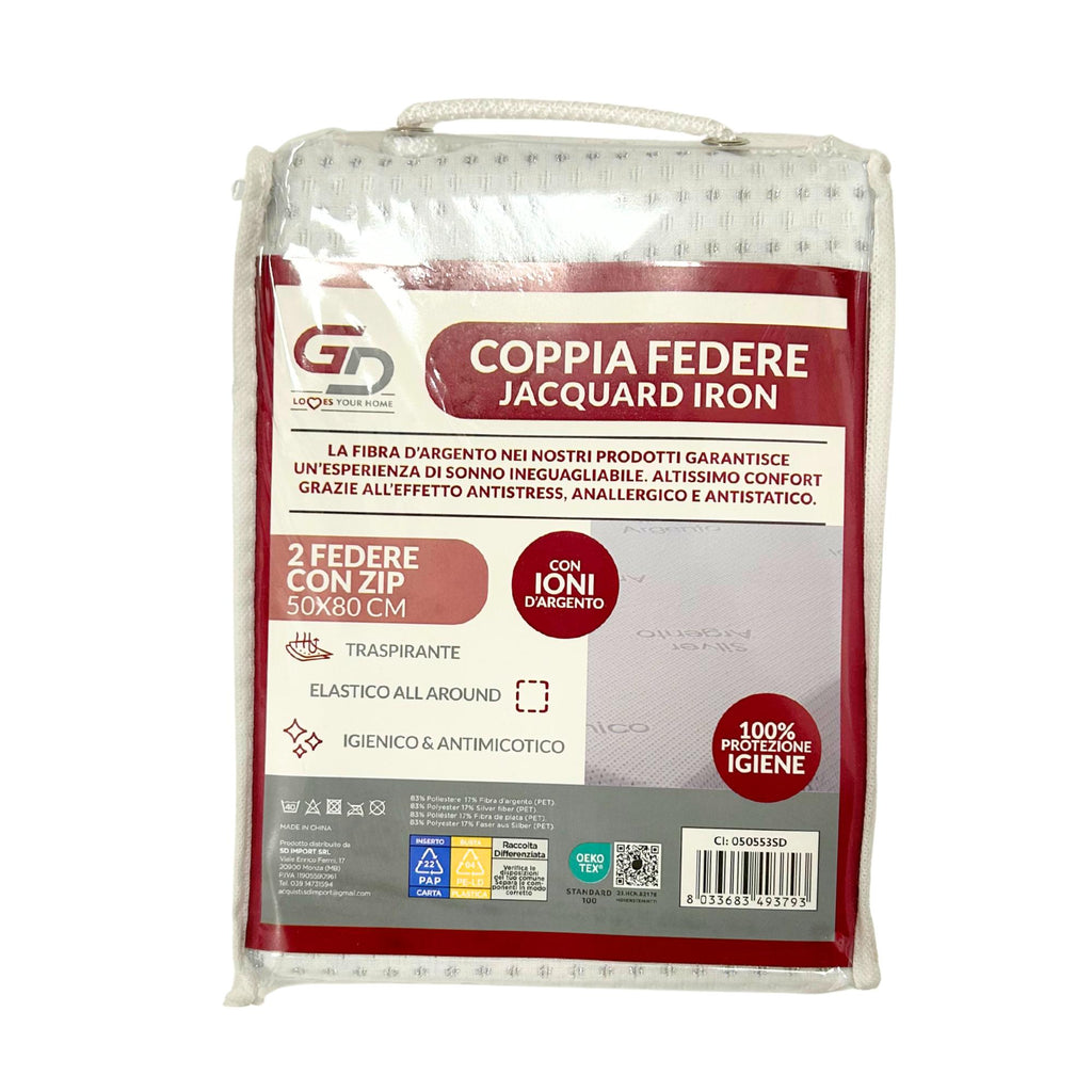 GD coppia federe cuscino in fibra d'argento, traspirante, antimicotico, elastico