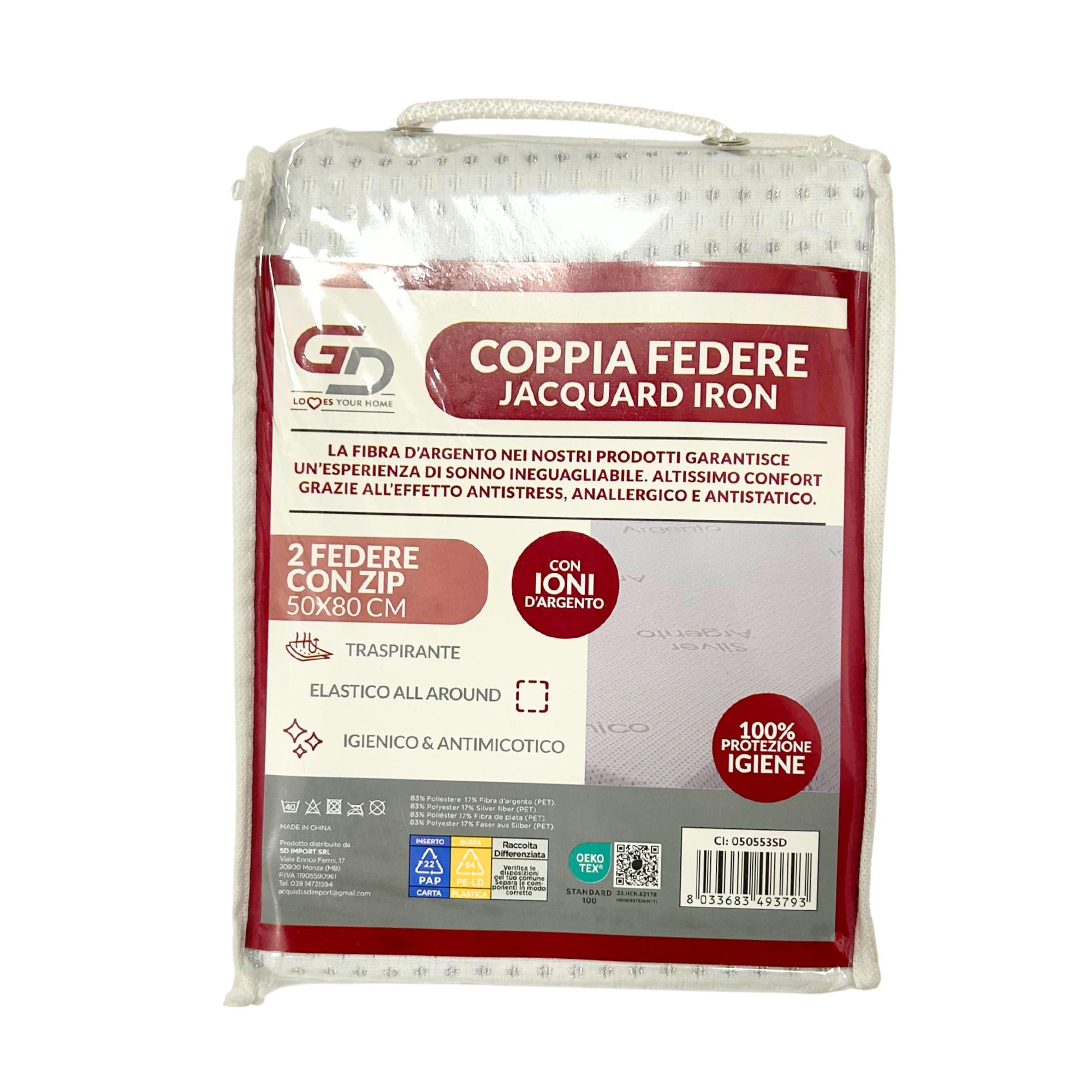 GD coppia federe cuscino in fibra d'argento, traspirante, antimicotico, elastico
