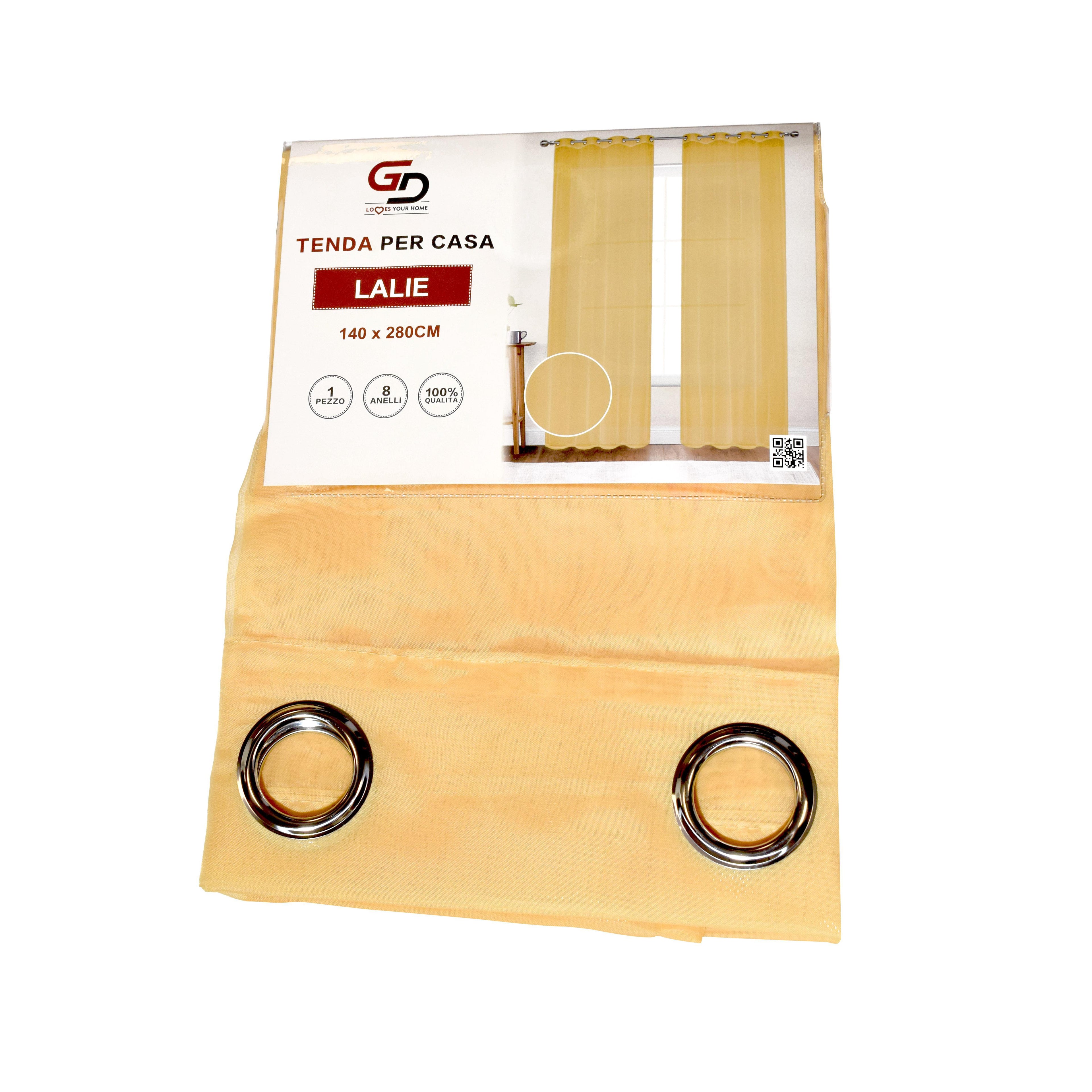 Tenda Velata LALIE, Semi-Trasparente in Tessuto Poliestere, con Anelli Rinforzati, 140x280 cm – 1 Pezzo – Perfetta per Soggiorno e Camera da Letto