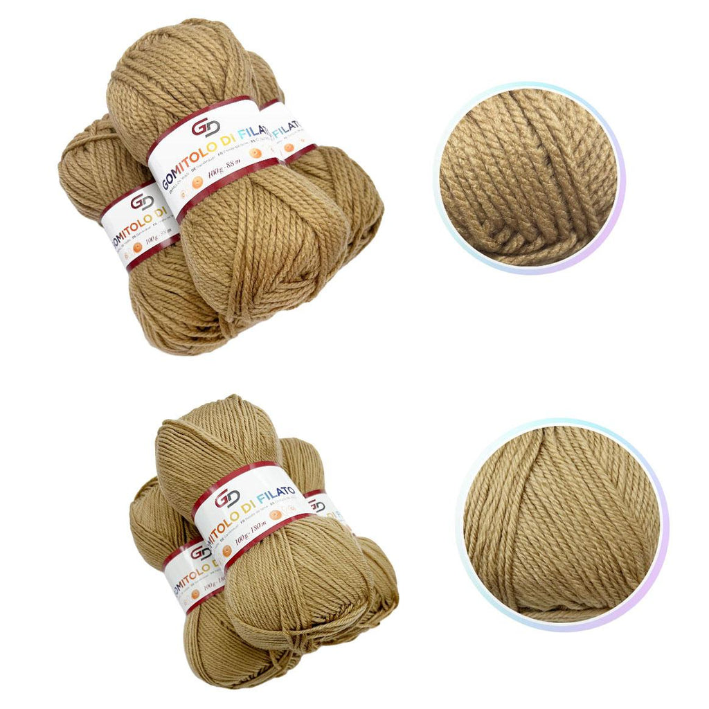 GD LOVES YOUR HOME Set 3 Gomitoli Filato Acrilico a 4 Capi Toni Neutri | Sottile 180m o Grosso 83m, Morbido e Resistente per Maglia e Uncinetto