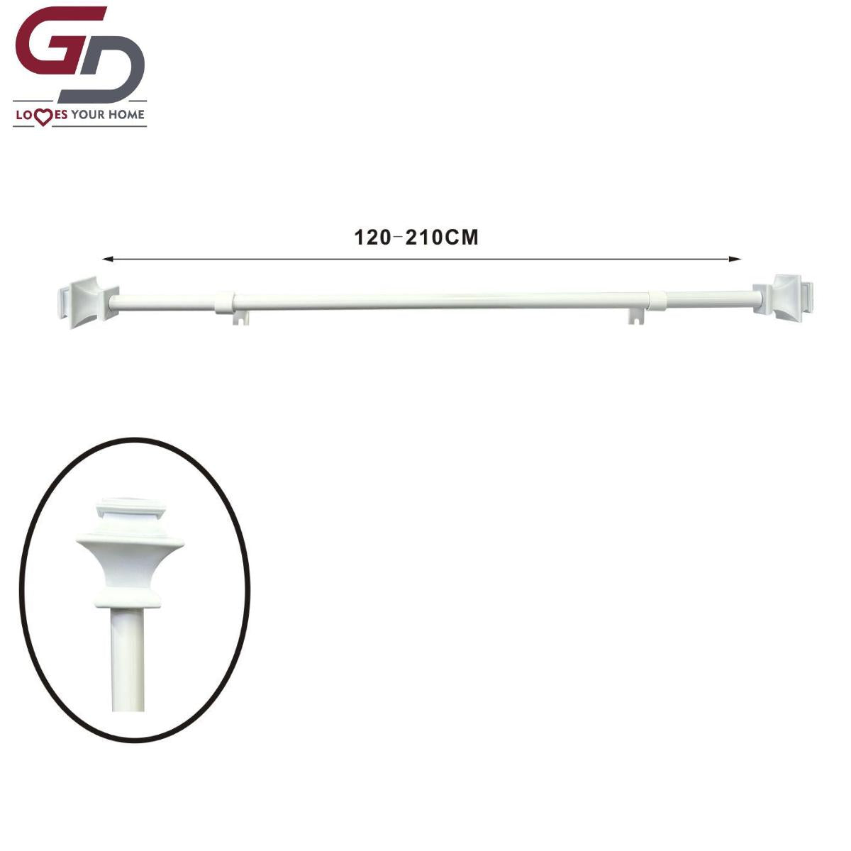 asta per tende / bastone per tenda allungabile 120-210cm colore oro, argento, bianco e nero. 80% ferro 20% resina. alta durabilità.