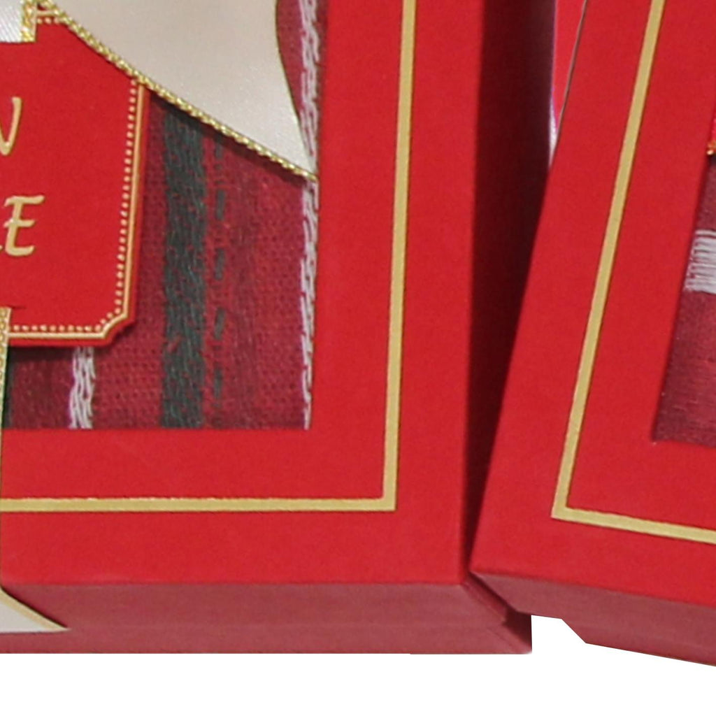 GD LOVES XMAS Set Regalo Natalizio in Scatola con Fiocco Tovaglietta 40*60CM in cotone Elegante per Tavola di Natale – 4 Varianti Buone Feste / Merry Christmas / Happy Christmas – Idea Regalo Pronta