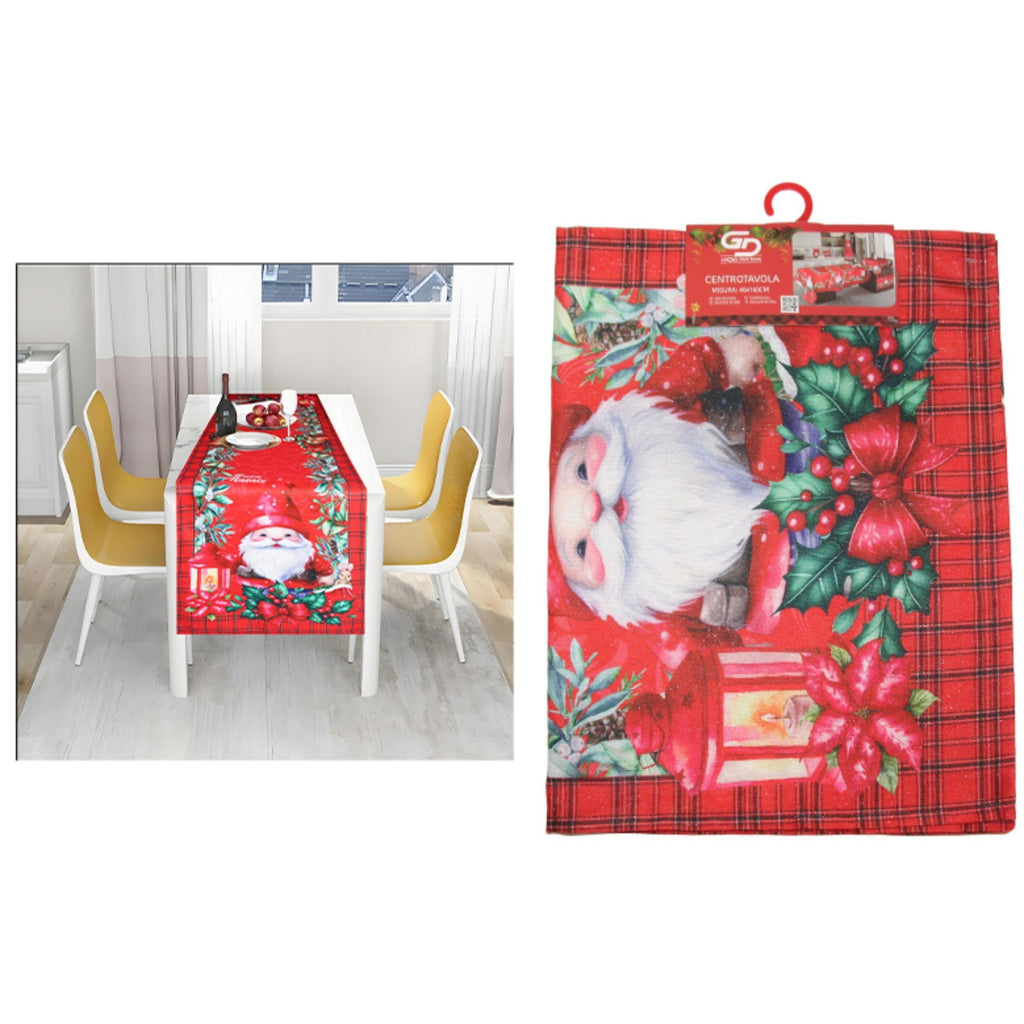 GD LOVES XMAS Runner Natalizio 40x140 cm con Filo Dorato e Argentato Decorazione Tavola Rossa Stile Elegante per le Feste in Poliestere di Alta Qualità