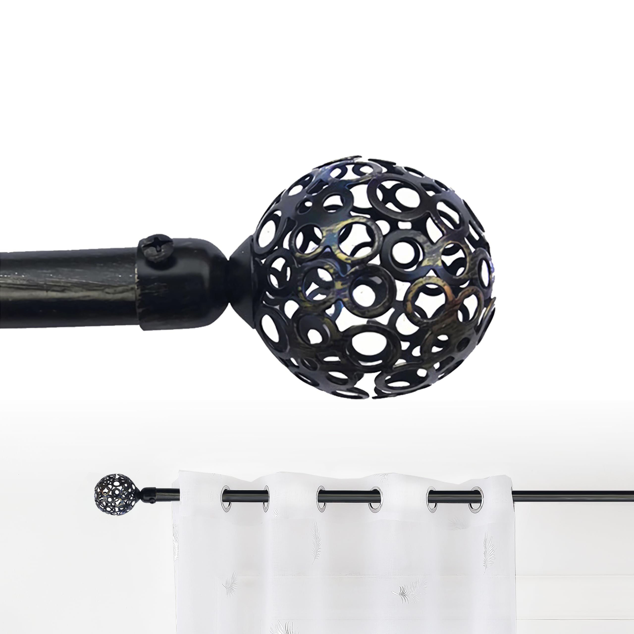 GD LOVES YOUR HOME Bastone per Tenda Estensibile in Metallo con Terminale a Sfera Traforata – Regolabile 70–120 / 120–210 / 160–310 cm (staffe e viti incluse) Design Raffinato e Funzionale per Finestre di Diverse Dimensioni
