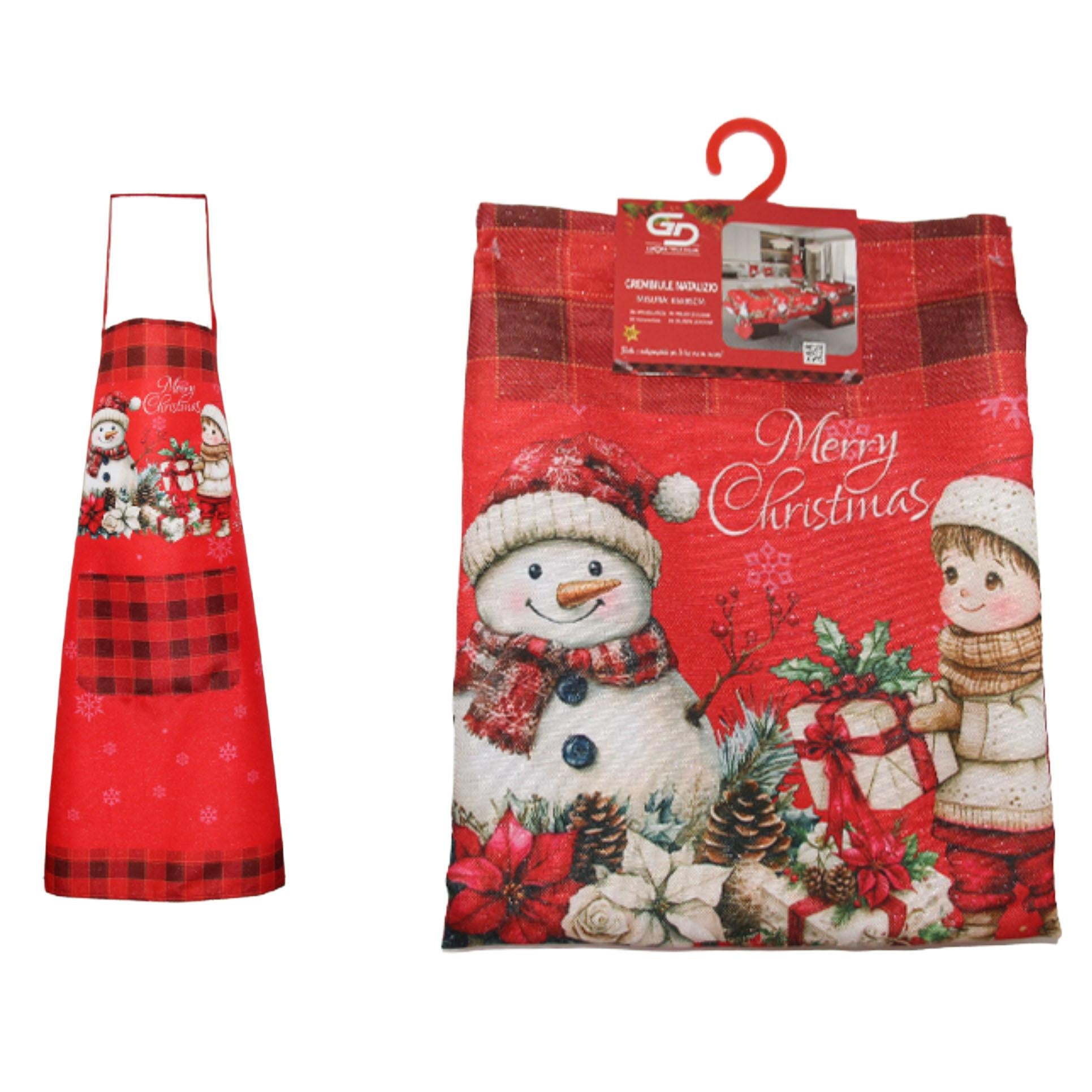 GD LOVES XMAS Grembiule Natalizio 65×85 cm  Grembiule da Cucina Antimacchia con Stampe Festive – Decorazione Casa e Idea Regalo di Natale