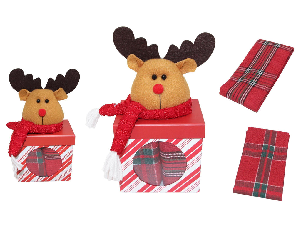 GD LOVES XMAS Scatola Regalo Natalizia con Tovaglietta – Pupazzo di Babbo Natale, Renna o Pupazzo di Neve – Idea Regalo e Decorazione Tavola per le Feste