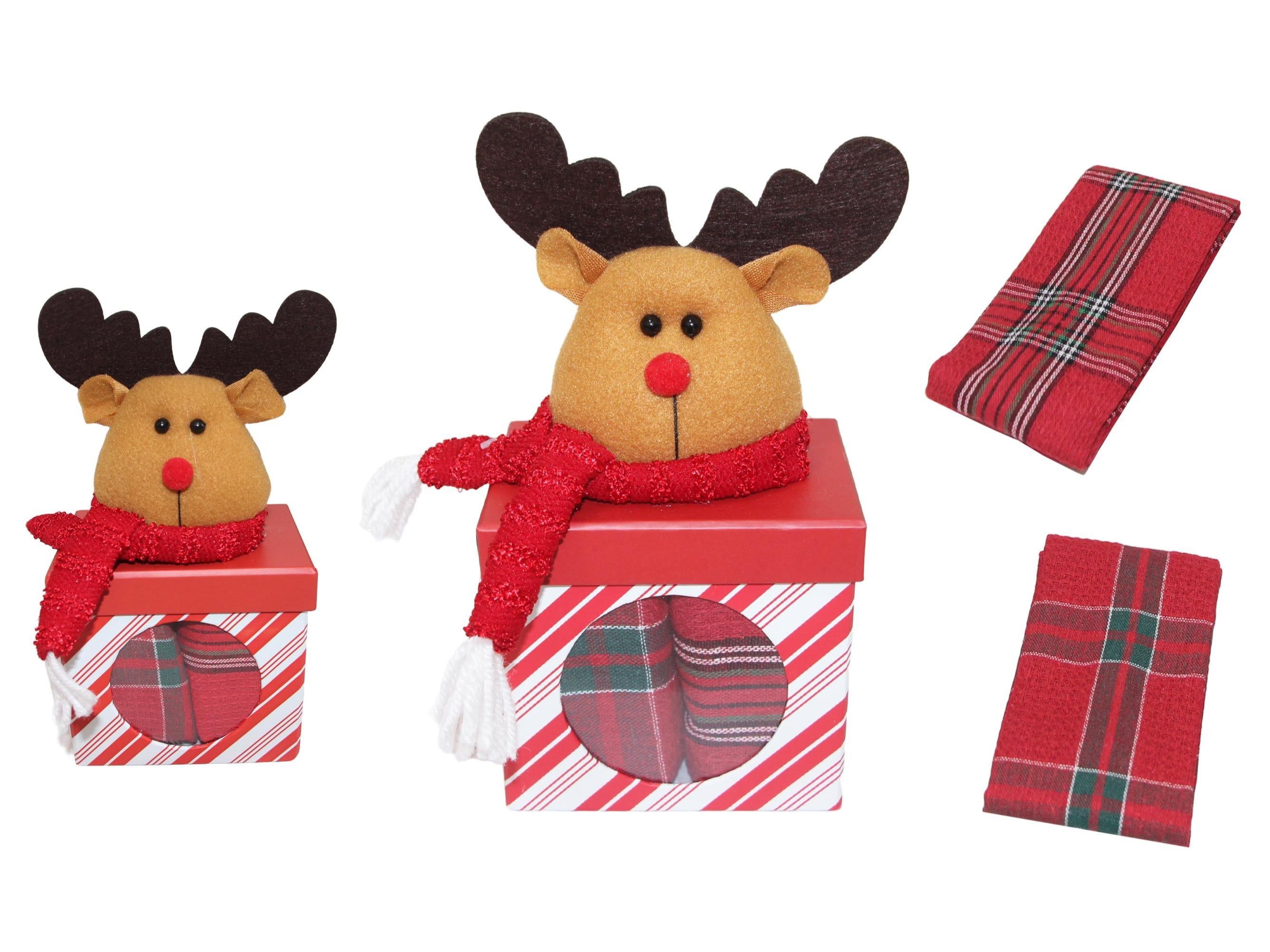 GD LOVES XMAS Scatola Regalo Natalizia con Tovaglietta – Pupazzo di Babbo Natale, Renna o Pupazzo di Neve – Idea Regalo e Decorazione Tavola per le Feste