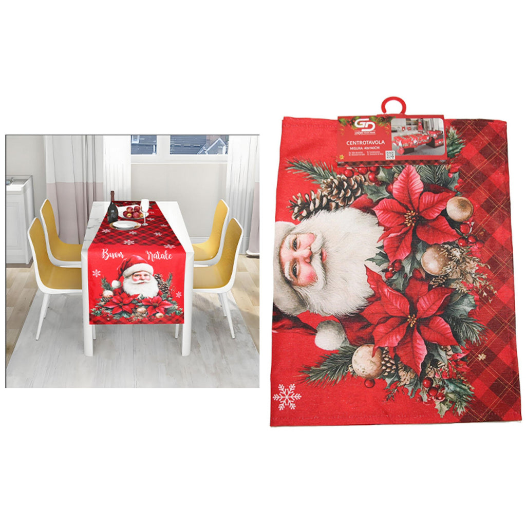 GD LOVES XMAS Runner Natalizio 40x140 cm con Filo Dorato e Argentato Decorazione Tavola Rossa Stile Elegante per le Feste in Poliestere di Alta Qualità