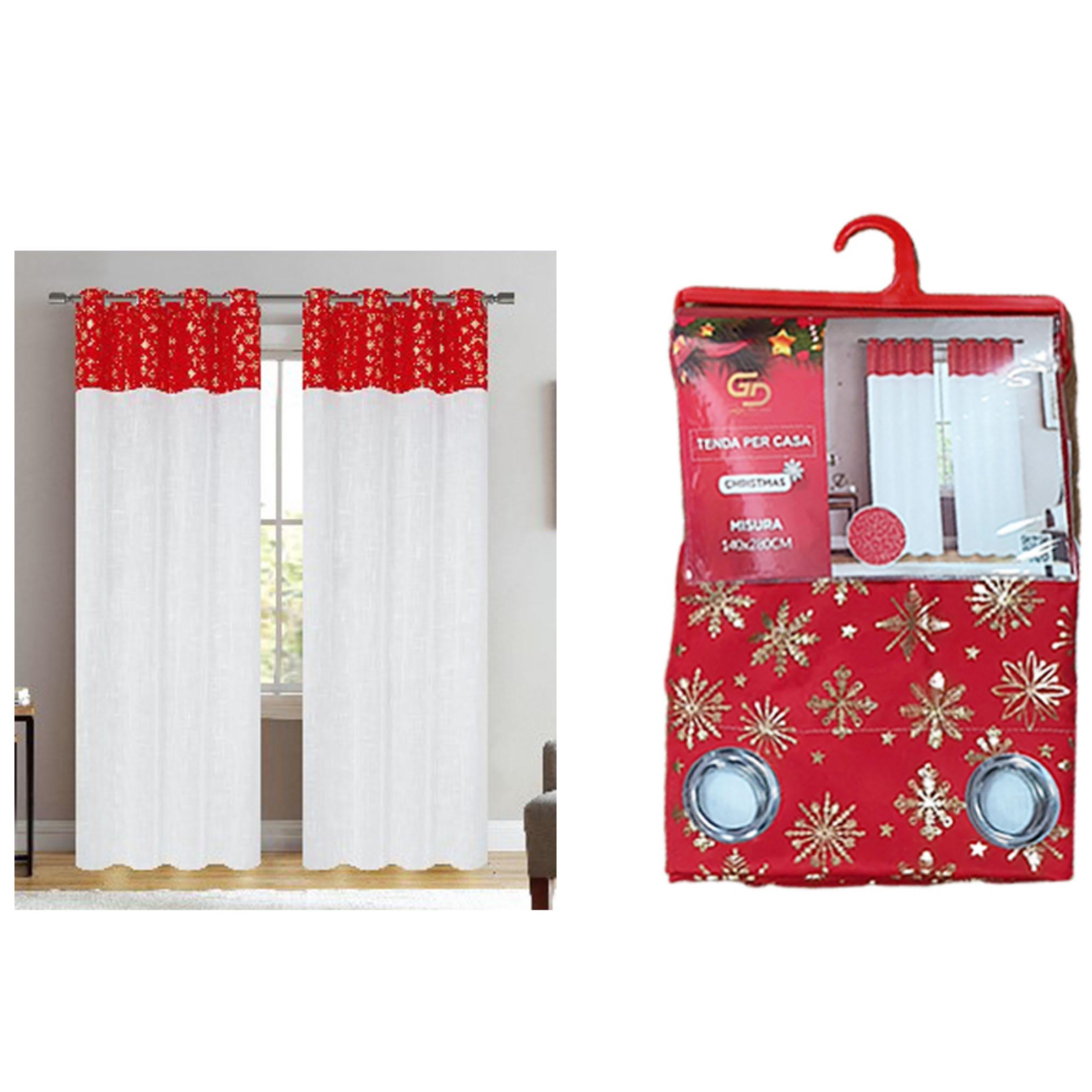 GD LOVES XMAS Tenda Natalizia con Occhielli 140×280 cm | Decorazione Festiva, Lavabile e Pronta da Appendere - 1 Pezzo