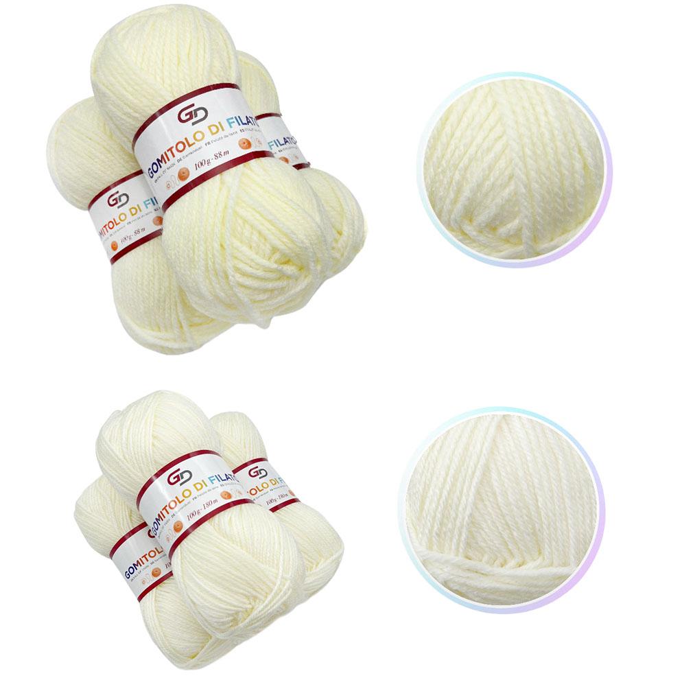 GD LOVES YOUR HOME Set 3 Gomitoli Filato Acrilico a 4 Capi Toni Neutri | Sottile 180m o Grosso 83m, Morbido e Resistente per Maglia e Uncinetto