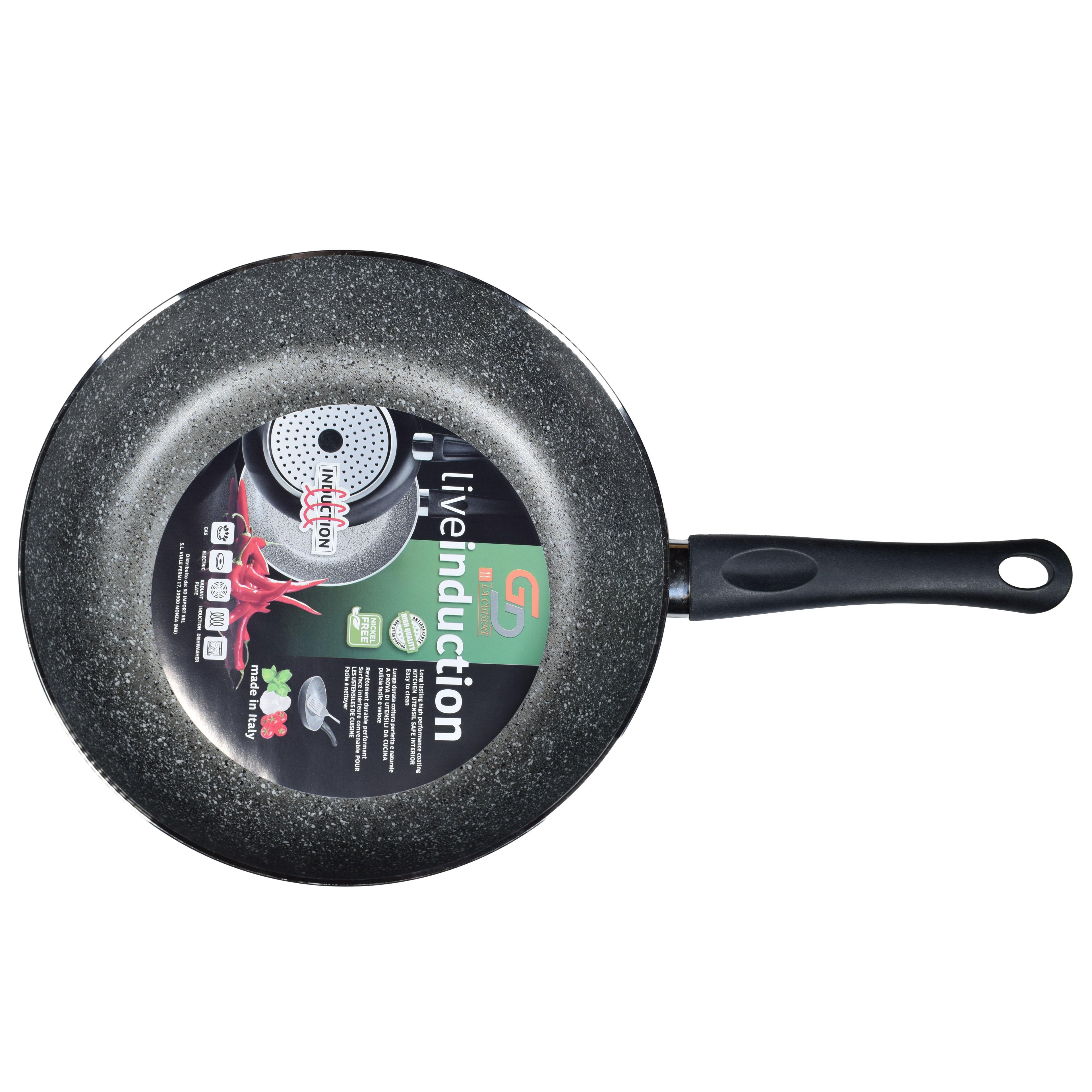 GD LA CUISINE Padella Alta Antiaderente 28 cm Fondo Induzione, Altezza 7,5 cm, Effetto Pietra, Manico Ergonomico – Cucina Sana e Uniforme, Made in Italy, Alta Qualità