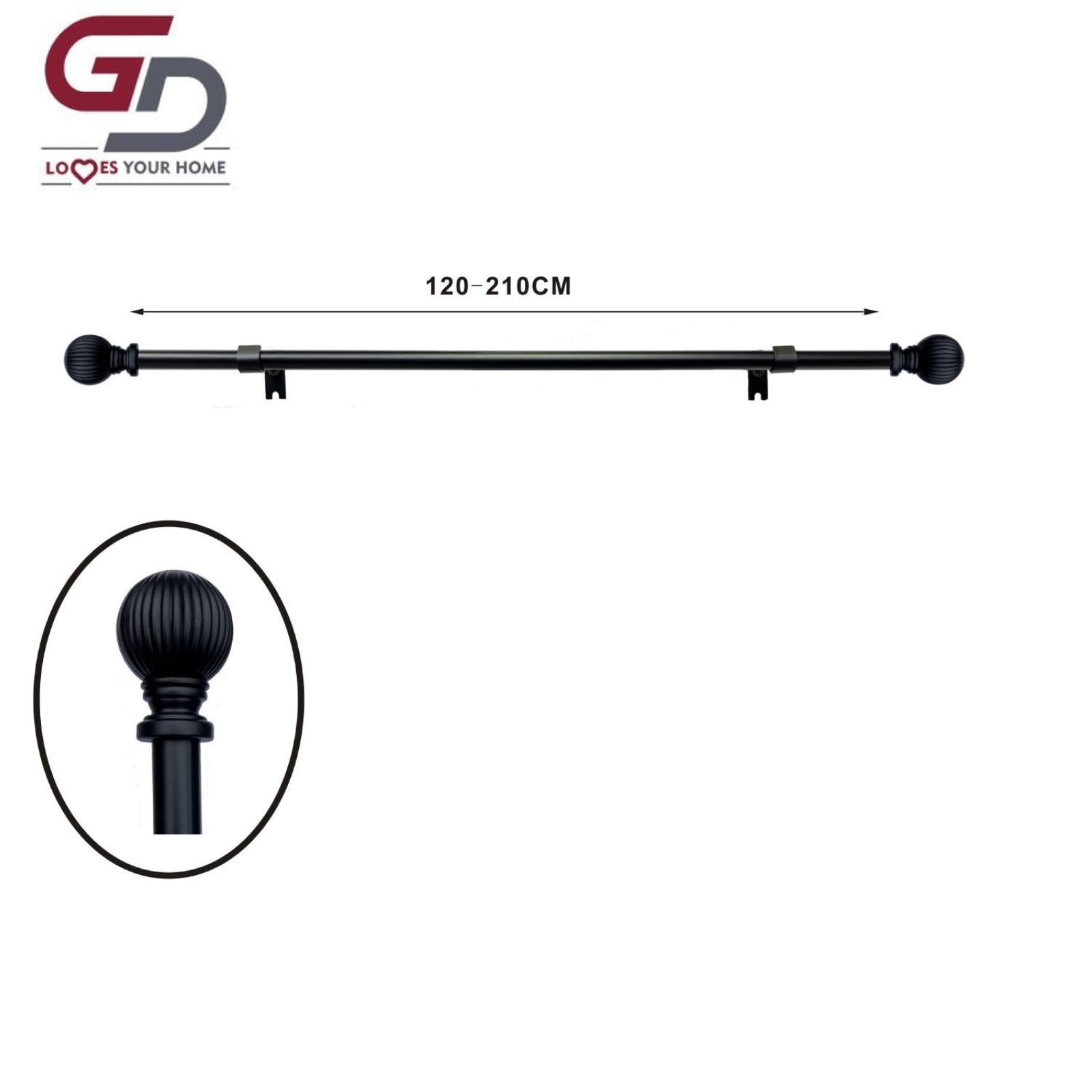 bastone per tende / asta per tenda estendibile. 80% ferro, 20% resina. misure 70-120cm, 120-210cm. colore bianco, nero, argento e oro.