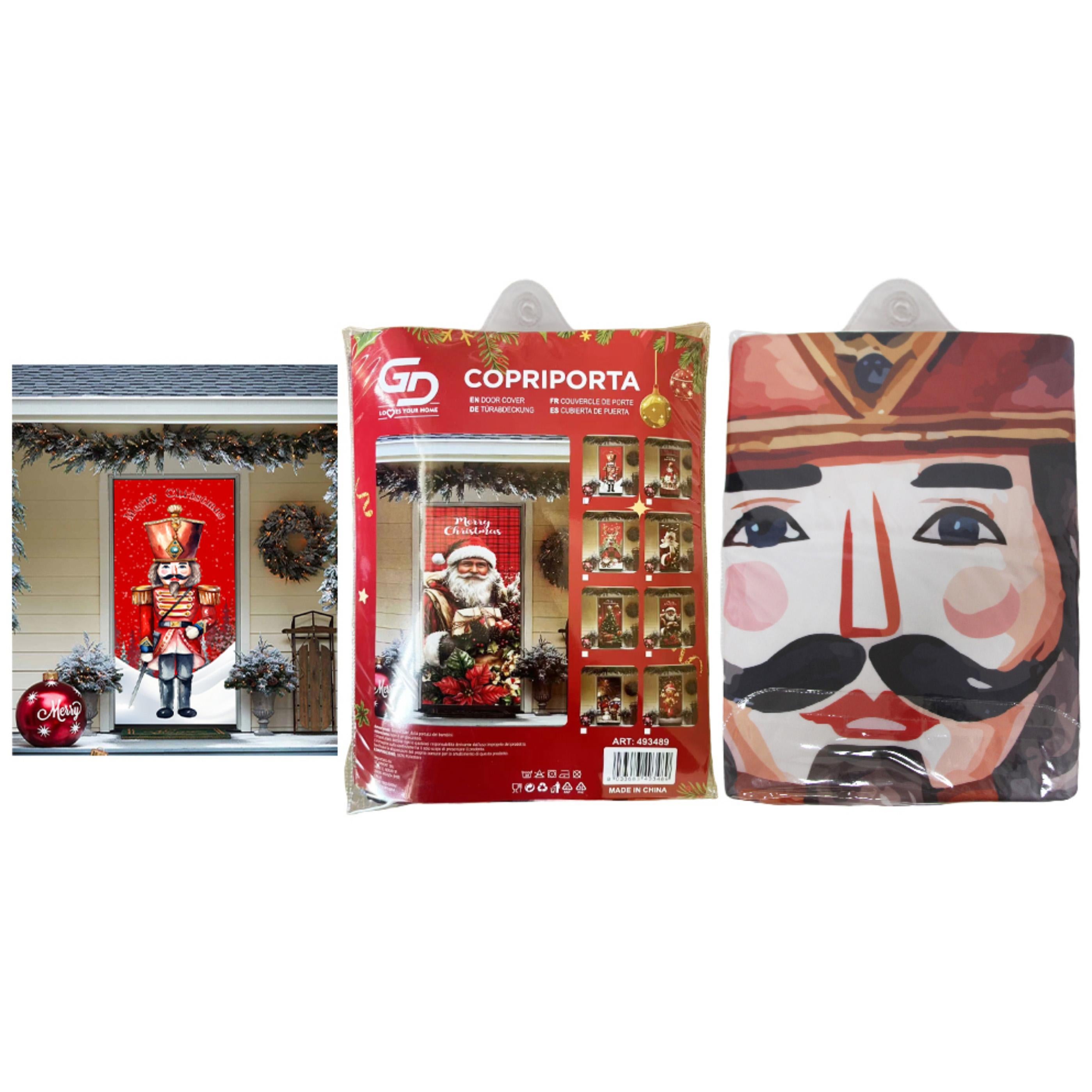 GD LOVES XMAS Copriporta Natalizio Elasticizzato | Decorazione Porta di Natale Facile da Montare, Lavabile e Riutilizzabile | Monti in 10s, atmosfera immediata