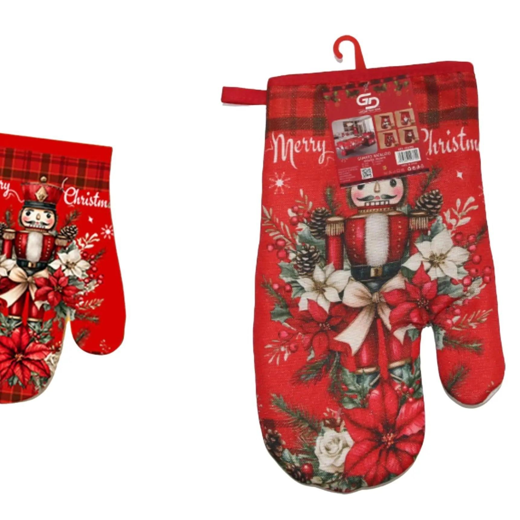 GD LOVES XMAS Guanto da Cucina Natalizio 19×29 cm  Guanto Forno Termico Antiscottatura con Gancio – Decorazione Cucina e Idea Regalo Natale