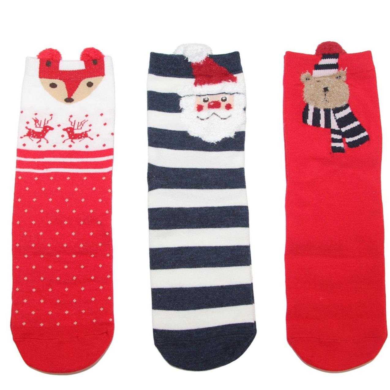 GD LOVES XMAS Set Regalo Calzini Natalizi Morbidi in Cotone – 3 o 4 Paia in Confezione Regalo con Fiocco  Fantasie Invernali e Natalizie