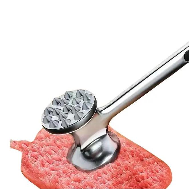 GD LA CUISINE Batticarne Multifunzione in Acciaio Inox con Doppia Superficie 23 cm Utensile Professionale per Carne Tenera e Gustosa Manico Ergonomico e Resistente