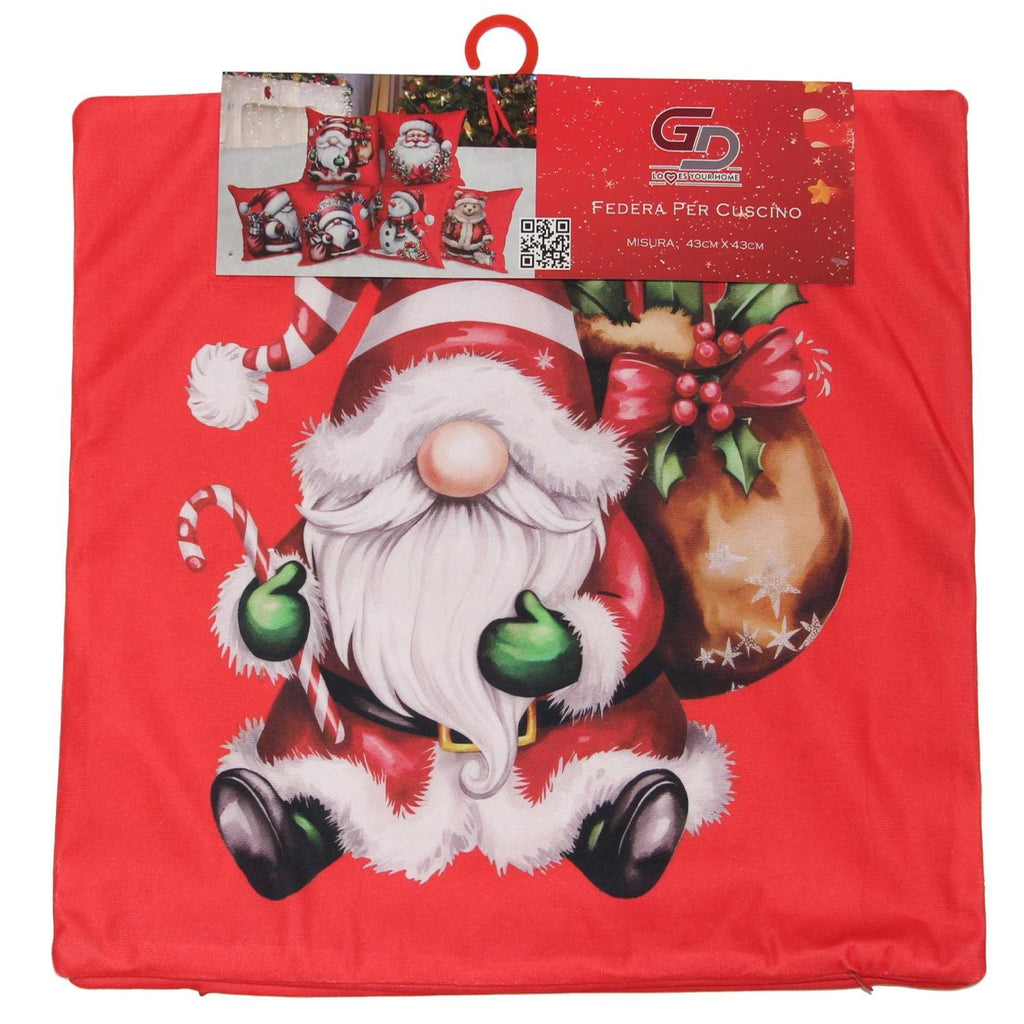 GD LOVES XMAS Set 2 Copricuscino Natalizio 3D 43×43 cm Federe Morbide per Divano o Letto 12 Fantasie Natalizie con Babbo Natale e Regali