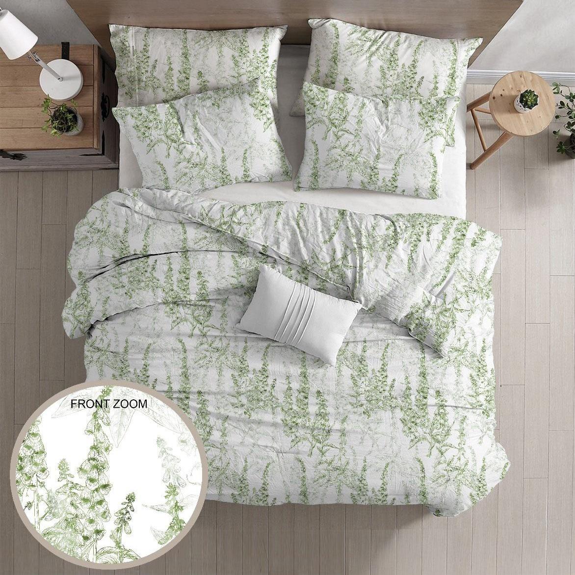 Parure Copripiumino GD LOVES YOUR HOME Fantasie Giardino di Peonie & Verde Botanico – Set 2 o 3 Pezzi con Federe – 3 Misure – Morbido, Traspirante, Anti-pilling e Lavabile in Lavatrice
