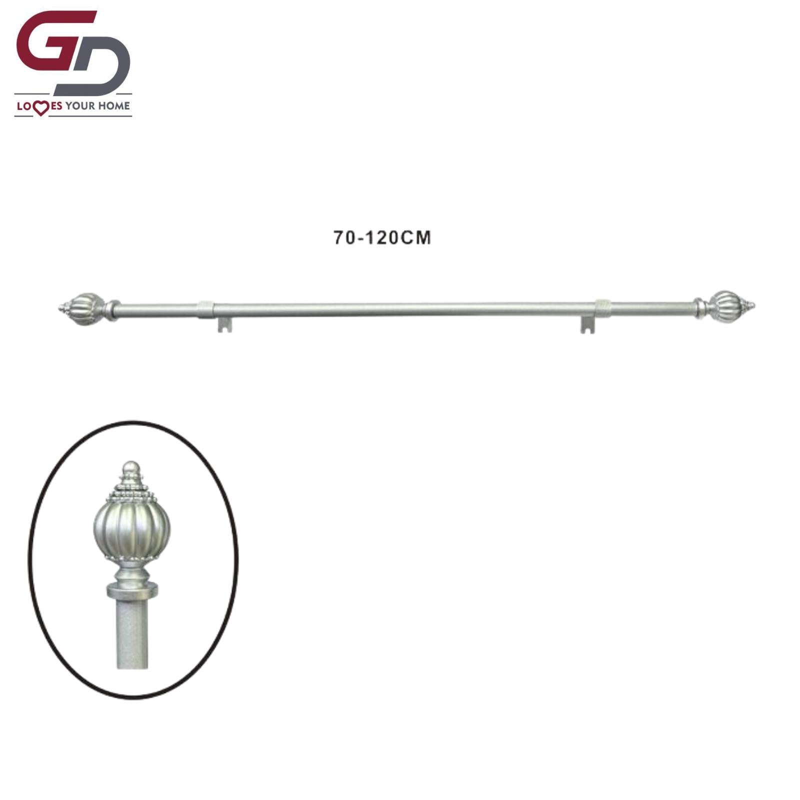 Bastone per tende / asta per tende estendibile in resina e ferro. Da 70-120 cm o 120-210 cm colore oro, argento, bianco o nero
