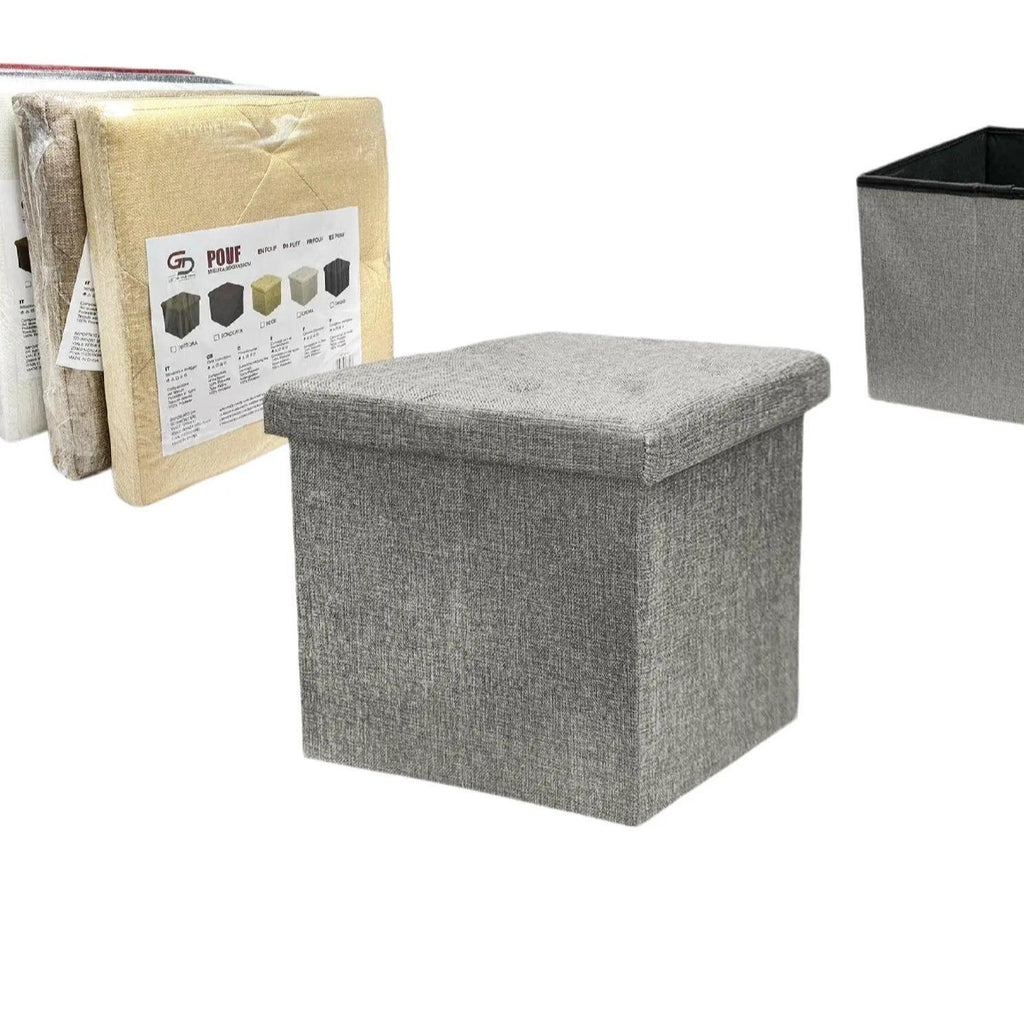 GD LOVES YOUR HOME Pouf e panca contenitore in tessuto linoso – multifunzione, pieghevole, salvaspazio e super resistente