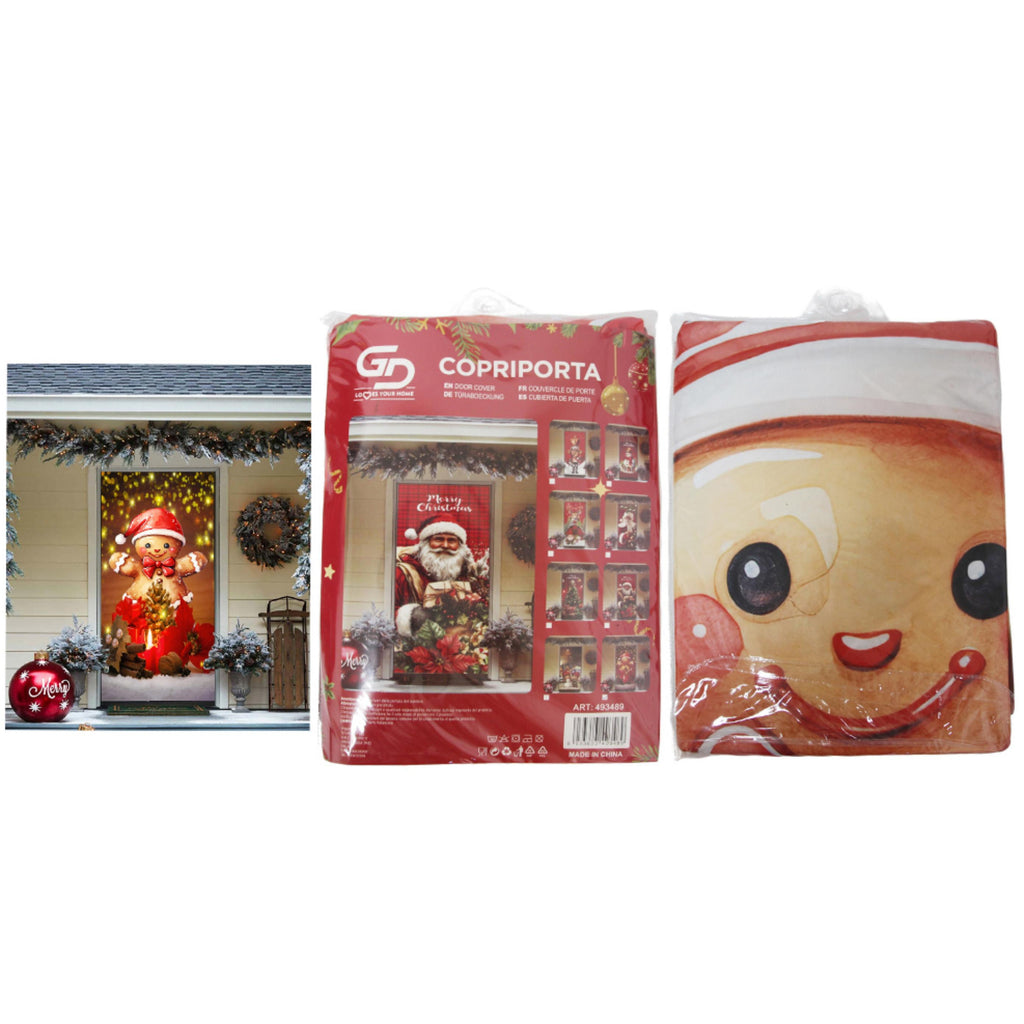 GD LOVES XMAS Copriporta Natalizio Elasticizzato | Decorazione Porta di Natale Facile da Montare, Lavabile e Riutilizzabile | Monti in 10s, atmosfera immediata