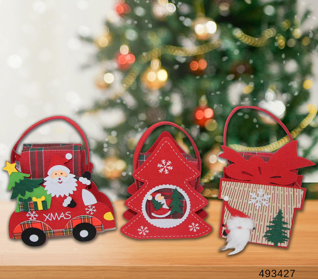 GD LOVES XMAS Set Regalo Natalizio con Mini Borsa Decorata e 2 Strofinacci Scozzesi 40×60 cm (85% Cotone) – Idea Regalo Festiva per Casa e Tavola