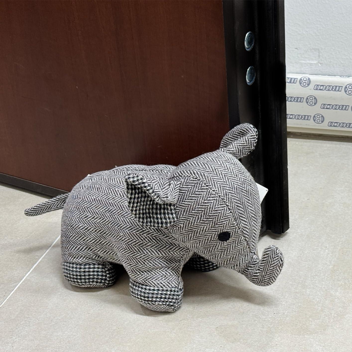 GD LOVES YOUR HOME Fermaporta Elefante in Tessuto Pesante – Blocca-porta da pavimento antivento / paraspifferi decorativo per interni, fondo antigraffio – 4 fantasie – 30×10×20 cm