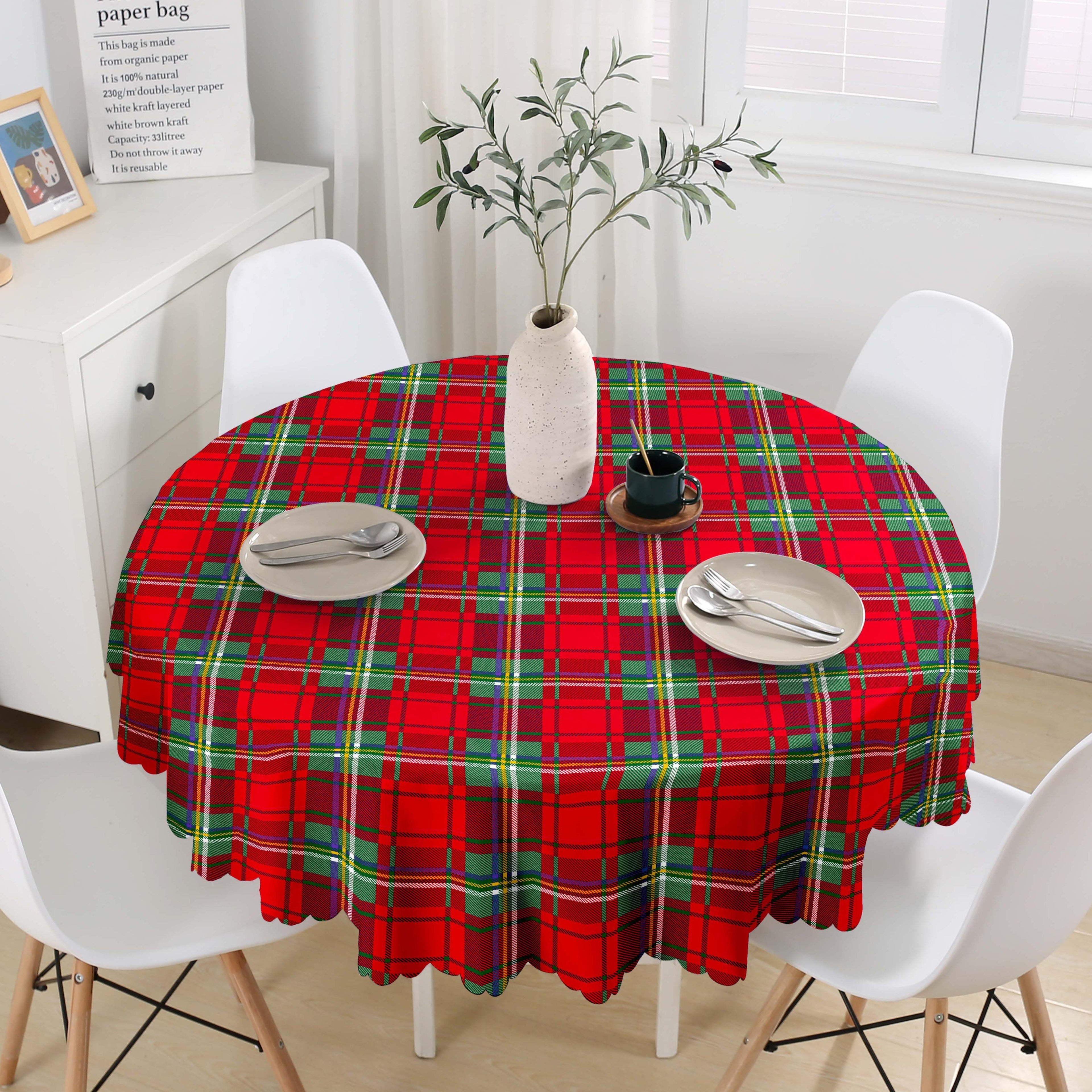 GD LOVES XMAS Tovaglia Natalizia Rotonda Ø140 cm in PVC Premium Antimacchia | Impermeabile, Facile da Pulire, Decorazione Casa Natalizia