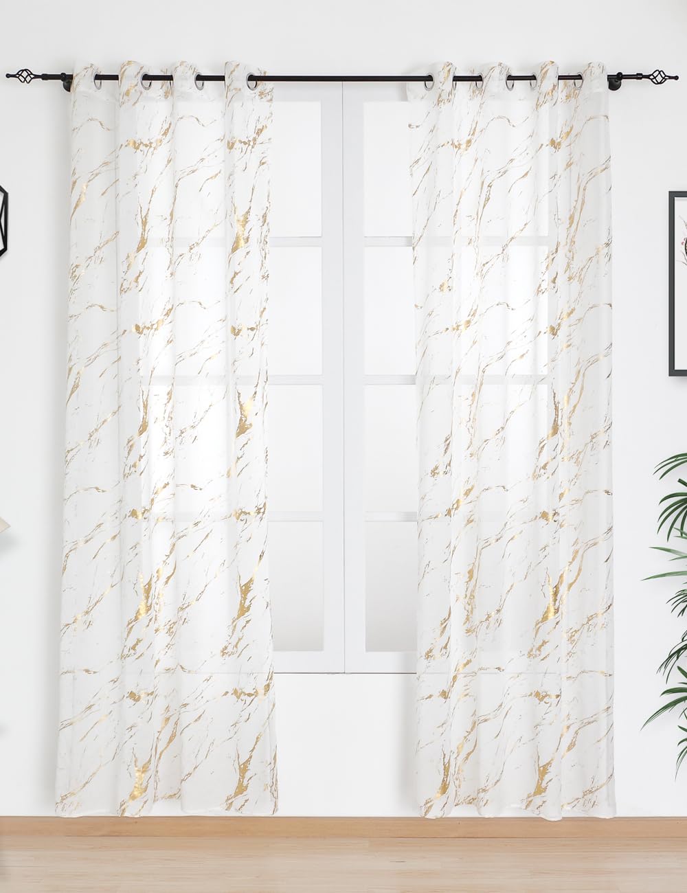 GD LOVES YOUR HOME Tenda Semioscurante Marmo Dorato 140×280 cm | 1 Pannello con 8 Occhielli, Effetto Lino Bianco Elegante per Soggiorno, Camera da Letto e Studio