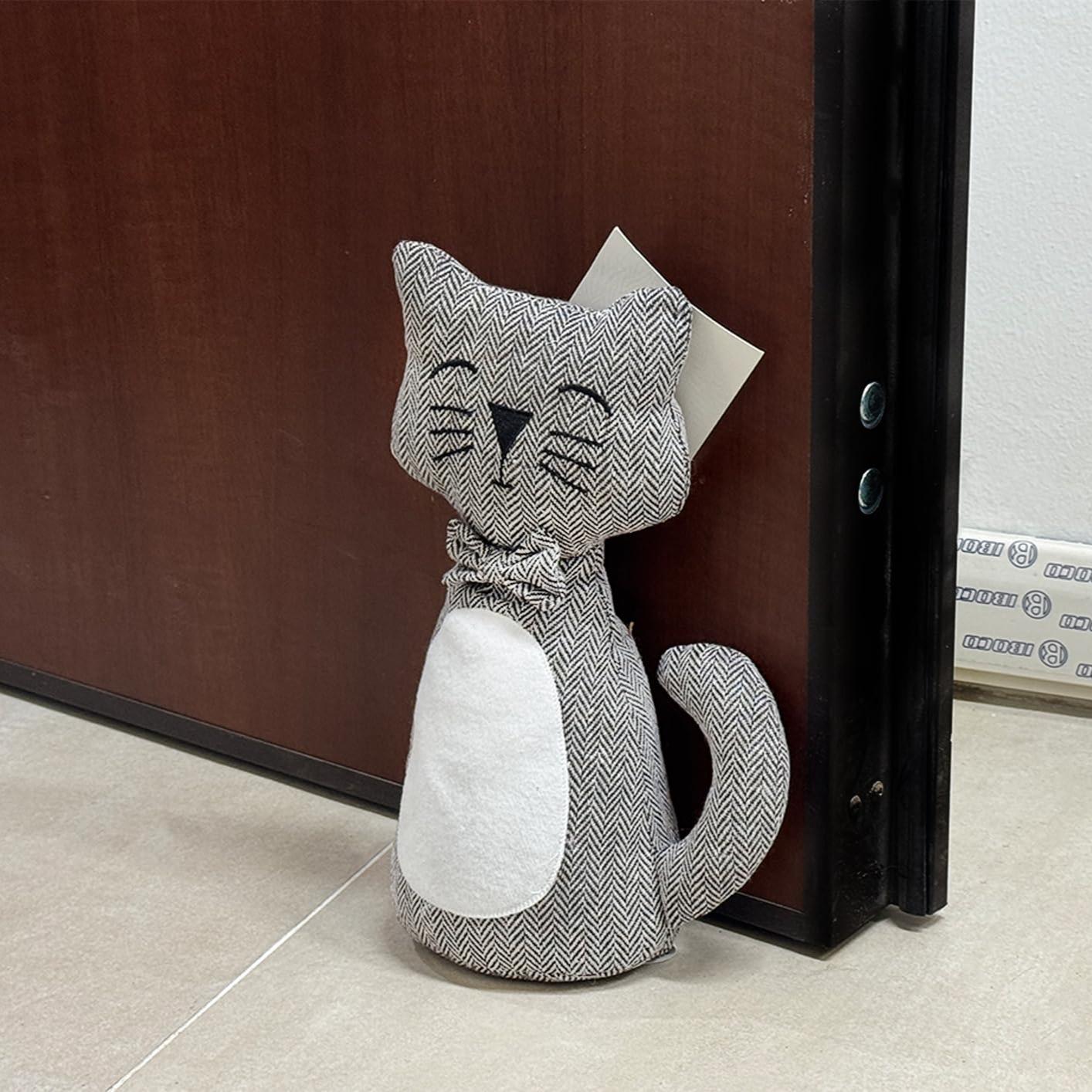 GD LOVES YOUR HOME Fermaporta a Gatto Pesante – 4 Modelli (seduto/coricato) in tessuto zavorrato, fondo soft anti-graffio – fermaporta decorativo per interni