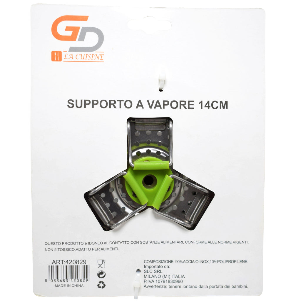 GD LA CUISINE Supporto a Vapore in Acciaio con Manico – Cestello per Cottura a Vapore per Gyoza, Bao, Verdure, Pesce e Ravioli – 14 cm / 18 cm