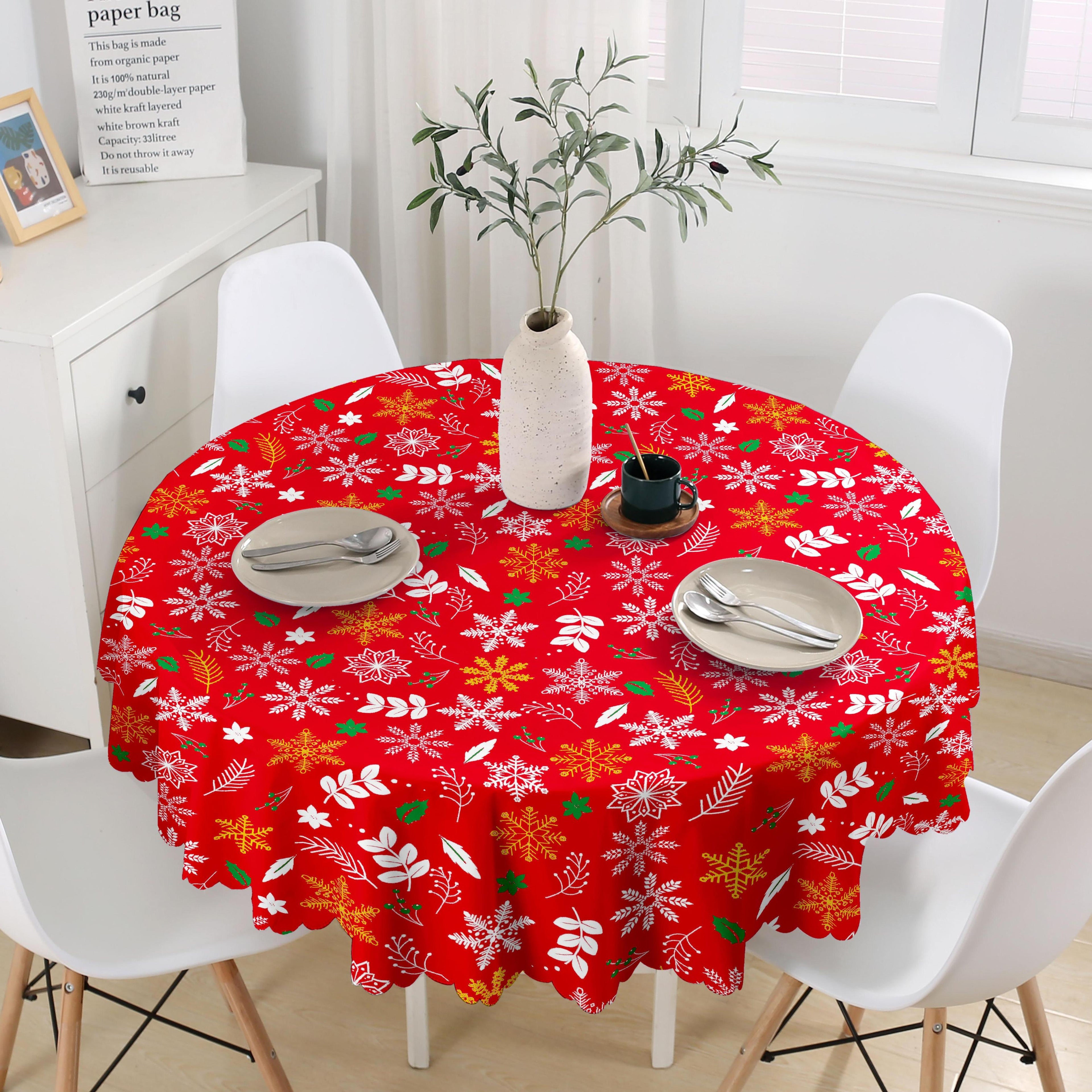 GD LOVES XMAS Tovaglia Natalizia Rotonda Ø140 cm in PVC Premium Antimacchia | Impermeabile, Facile da Pulire, Decorazione Casa Natalizia