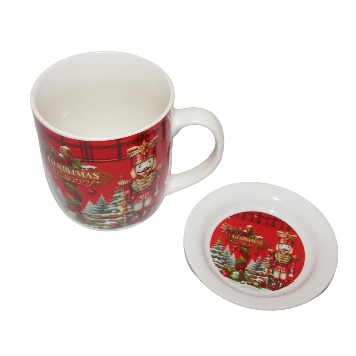 GD LOVES XMAS Set Regalo Natalizio  con Tazza, Sottobicchiere e Strofinaccio in Cotone | Confezione Regalo in Scatola Decorata – Idea Regalo di Natale per Casa e Cucina