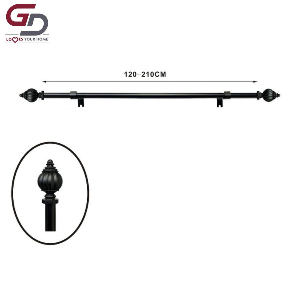 Bastone per tende / asta per tende estendibile in resina e ferro. Da 70-120 cm o 120-210 cm colore oro, argento, bianco o nero