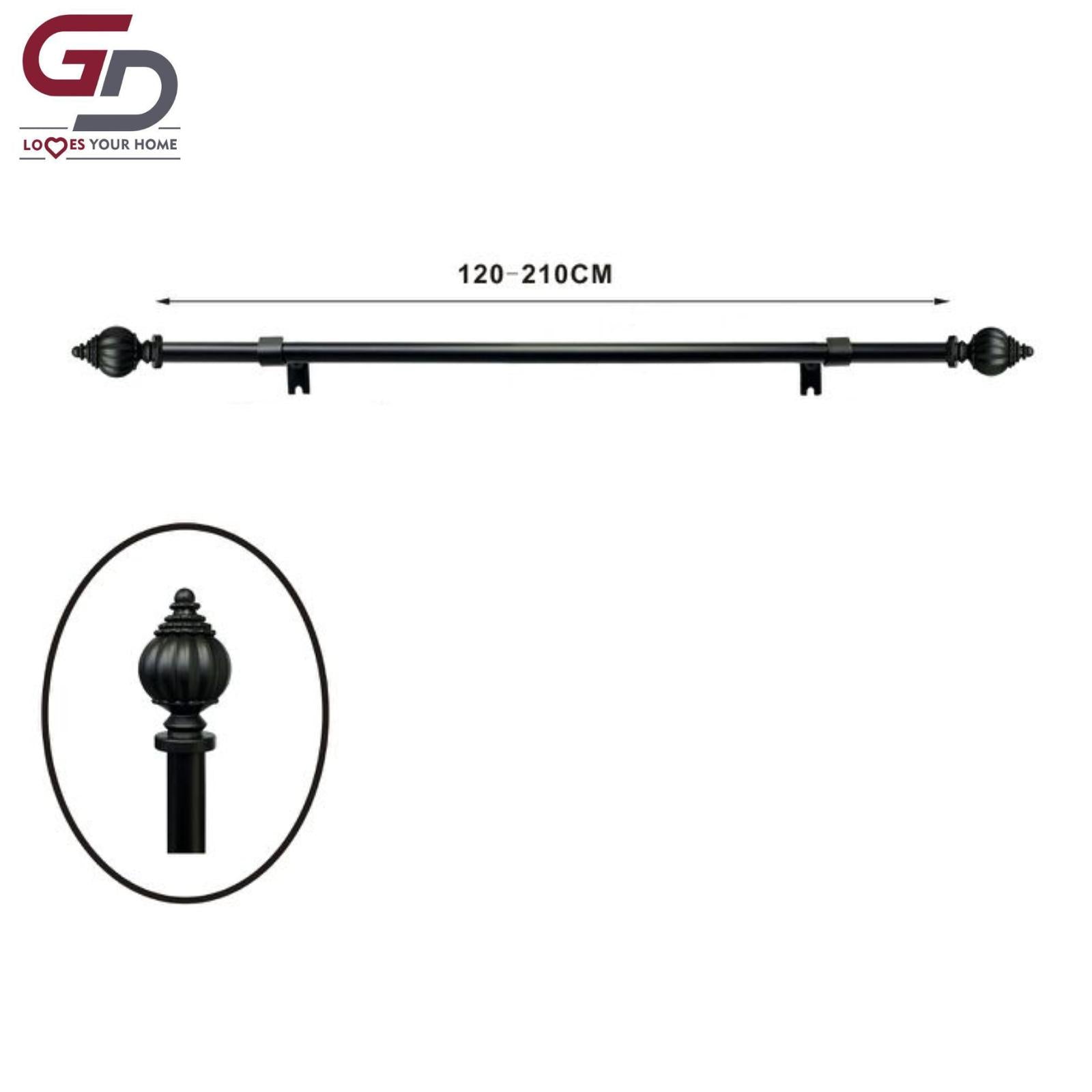 Bastone per tende / asta per tende estendibile in resina e ferro. Da 70-120 cm o 120-210 cm colore oro, argento, bianco o nero