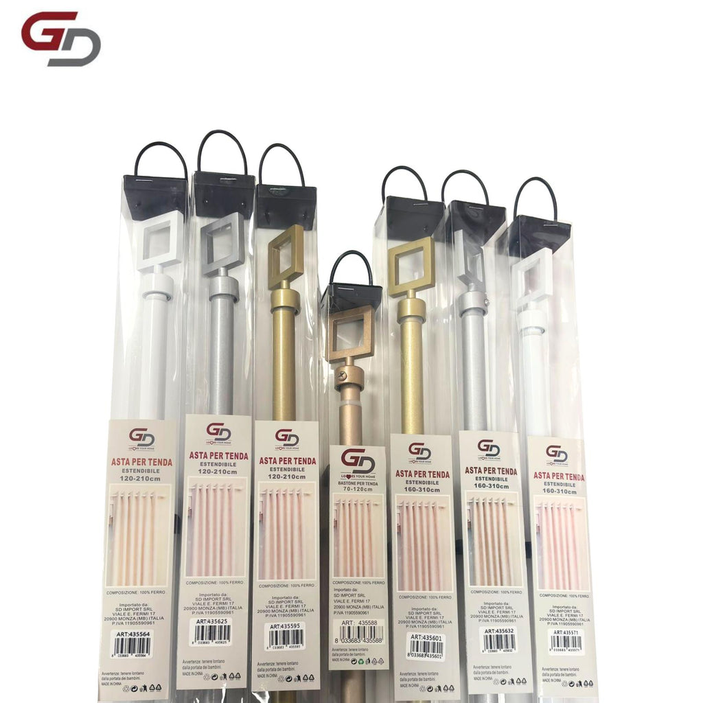 bastone per tende / asta per tenda estendibile. 100% ferro, misure 70-120cm, 120-210cm, 160-310cm. colore bianco, bronzo, argento e oro.