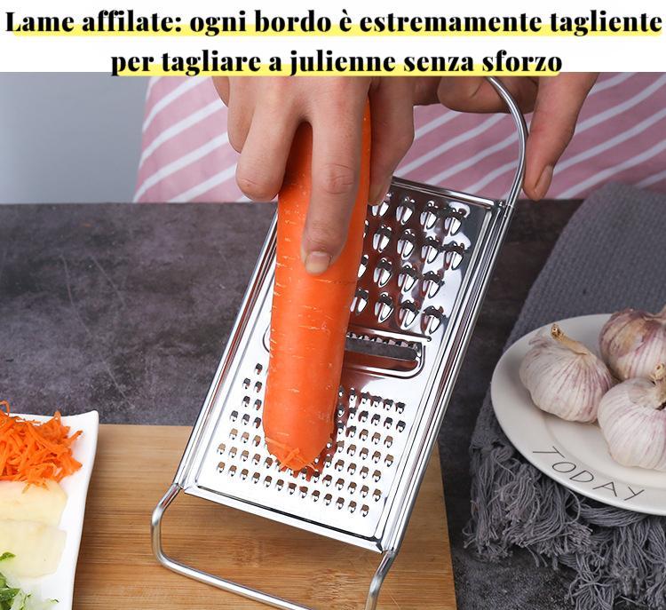 GD LOVES YOUR HOME Affettatrice a Julienne in Acciaio Inox con 3 Modalità di Taglio – Taglia Verdure e Formaggi, Design Ergonomico