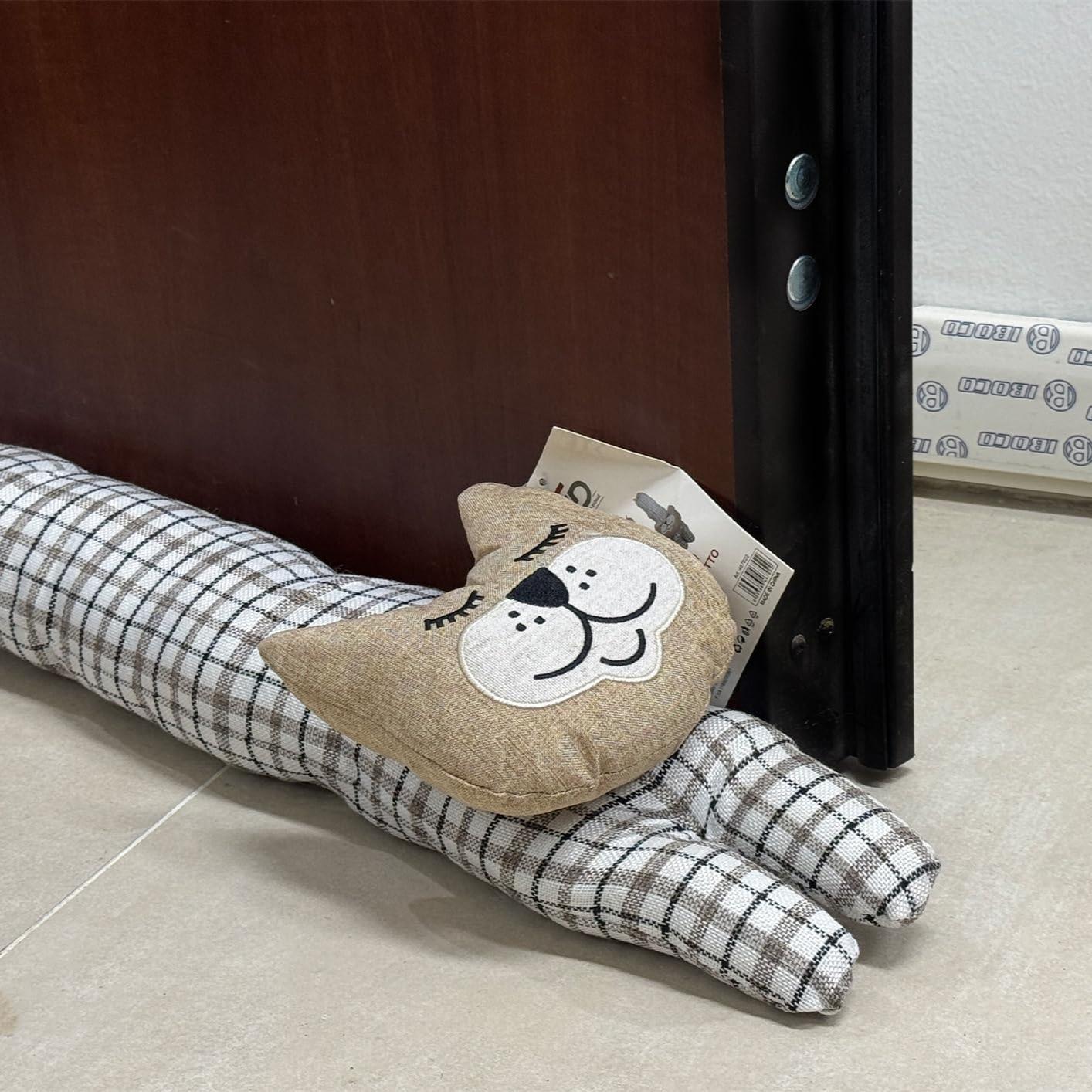 GD LOVES YOUR HOME Fermaporta/Paraspifferi “Gatto” Appesantito 90 cm – Blocca spifferi e rumore, tessuto effetto lino – 3 motivi